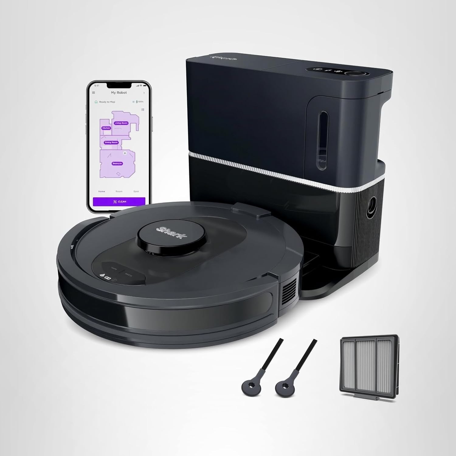 Shark AV2501S AI Ultra Robot Vacuum, Home Mapping, 30-Day Cap, Dark Grey (NEW)