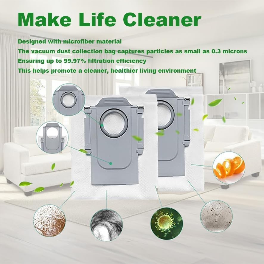 16 Pack Dust Bags Compatible with Roborock Q Revo Robot, Qrevo MaxV, S8 MaxUltra