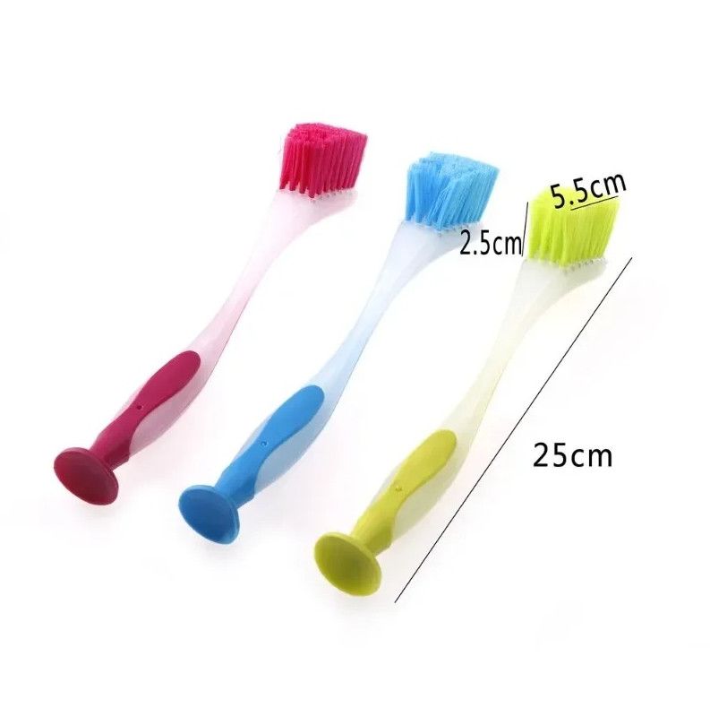 1 pc Vertical Suction Cup Pot Cleaning Brush Long Handle Kitchen Scrubber