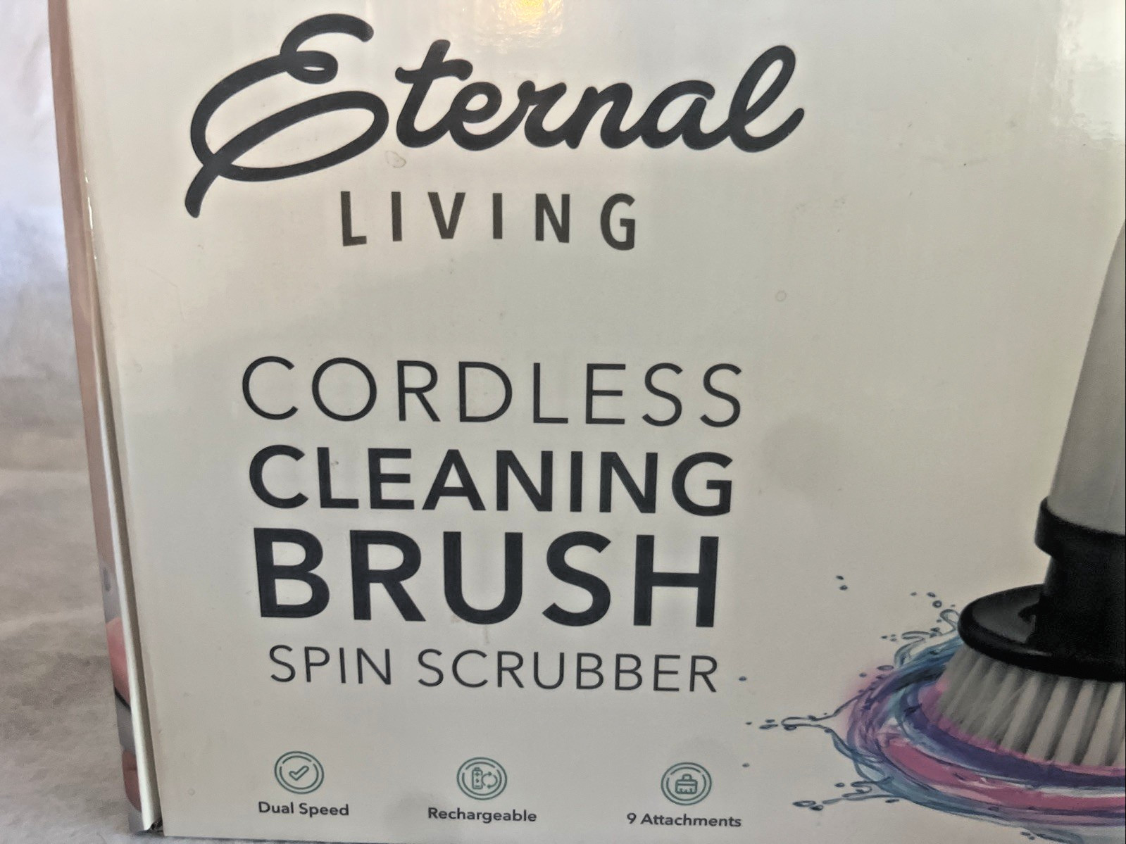 Eternal Living Dual Speed Cordless Cleaning Brush Spin Scrubber w/9 Attachments
