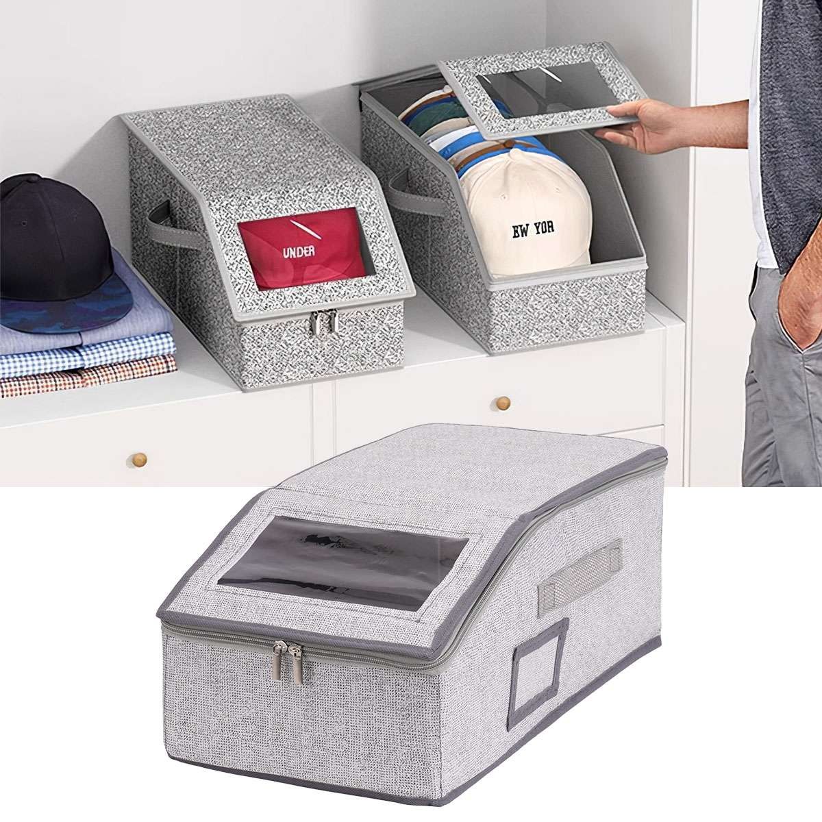1/2/3PC Hat Storage Dust Bag Baseball Hat Cap Organizer Clear Rack Zipper Holder