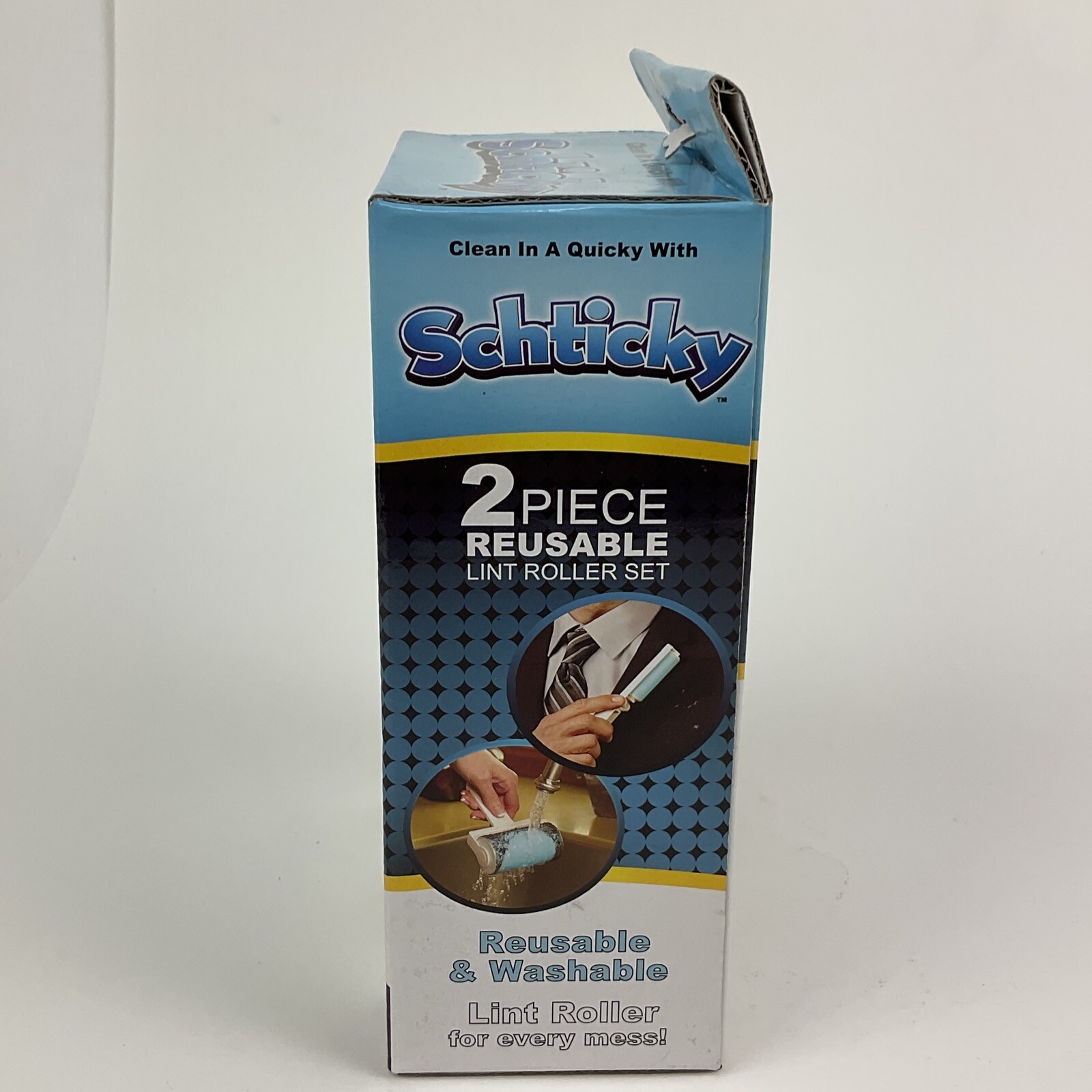 Schticky 2 Piece Lint Roller Set Resuable and Washable New