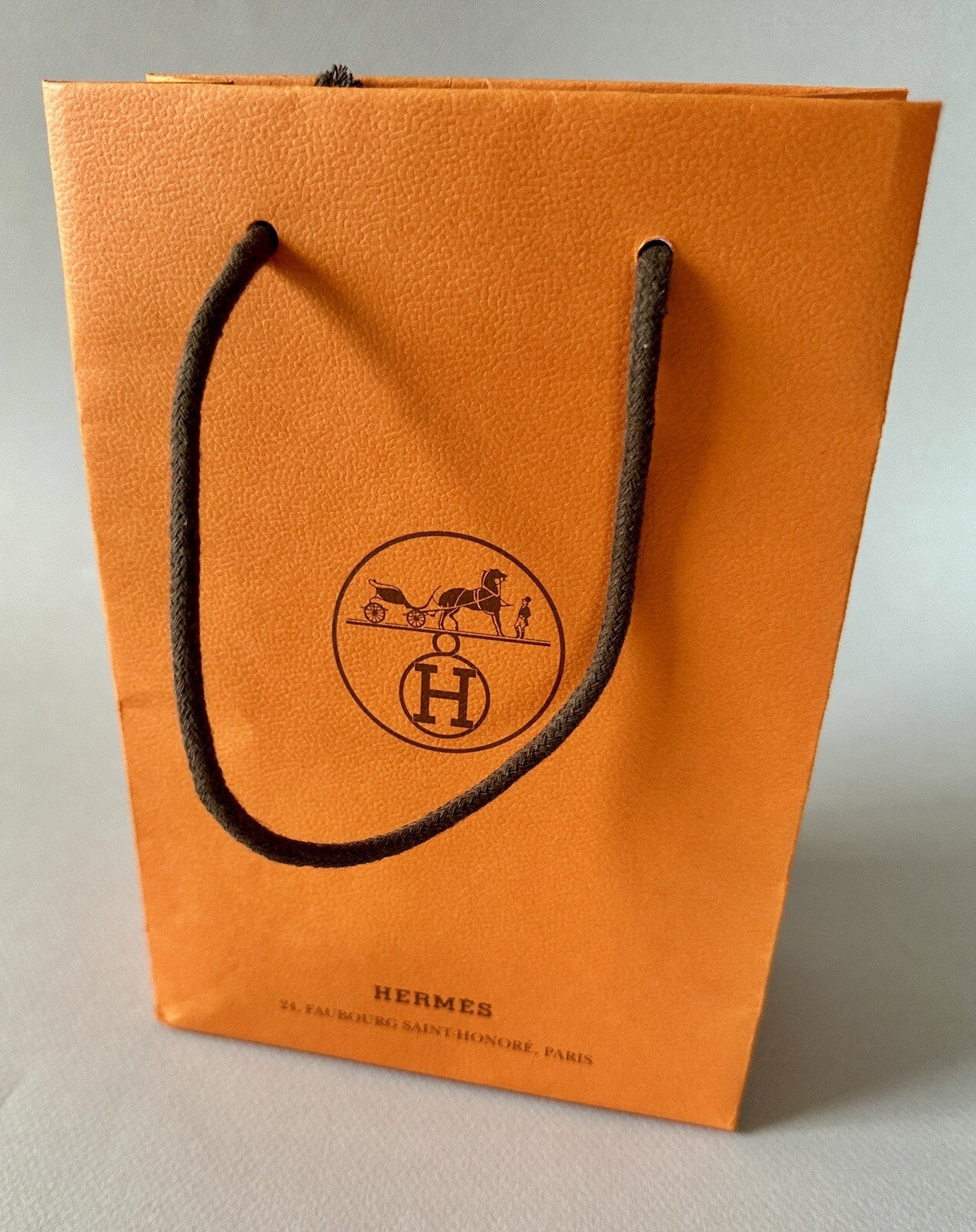 New HERMES 6 x 8.5 x 2.75 in. Orange w Logo STORE GIFT TOTE BAG Free Ship