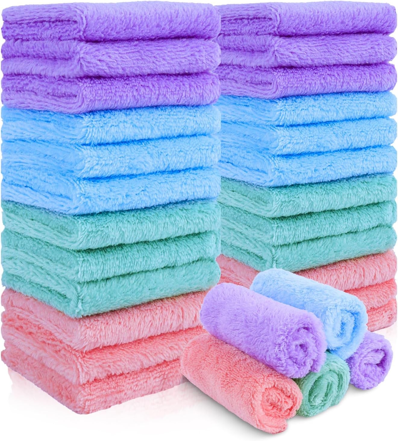 28 Pack Makeup Remover Cloths, Super Soft Premium Coral Velvet Facial Cleansing