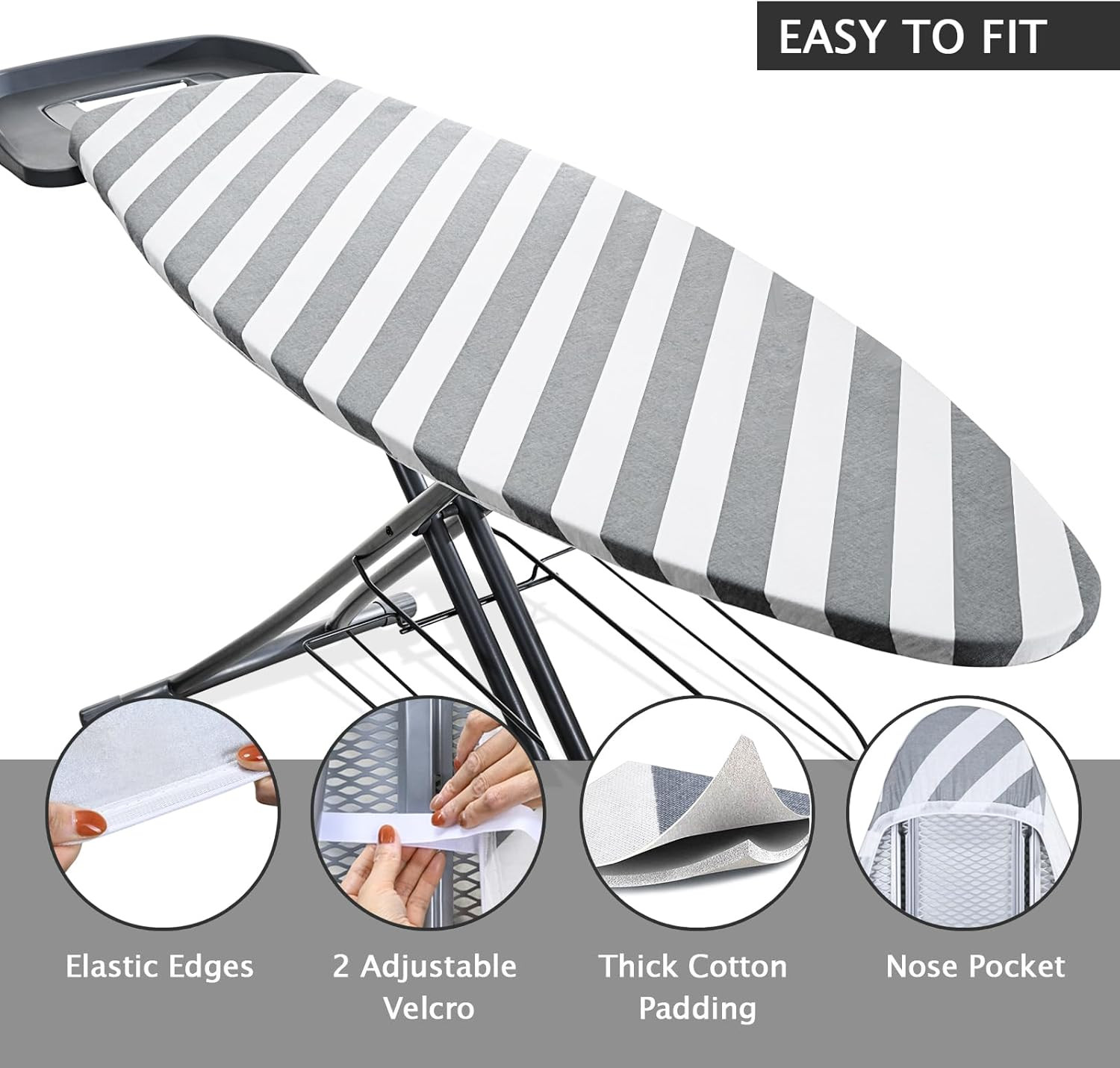 Ironing Board Cover 42×12 Heavy Duty Silicone Scorch Resistant Pad Fit