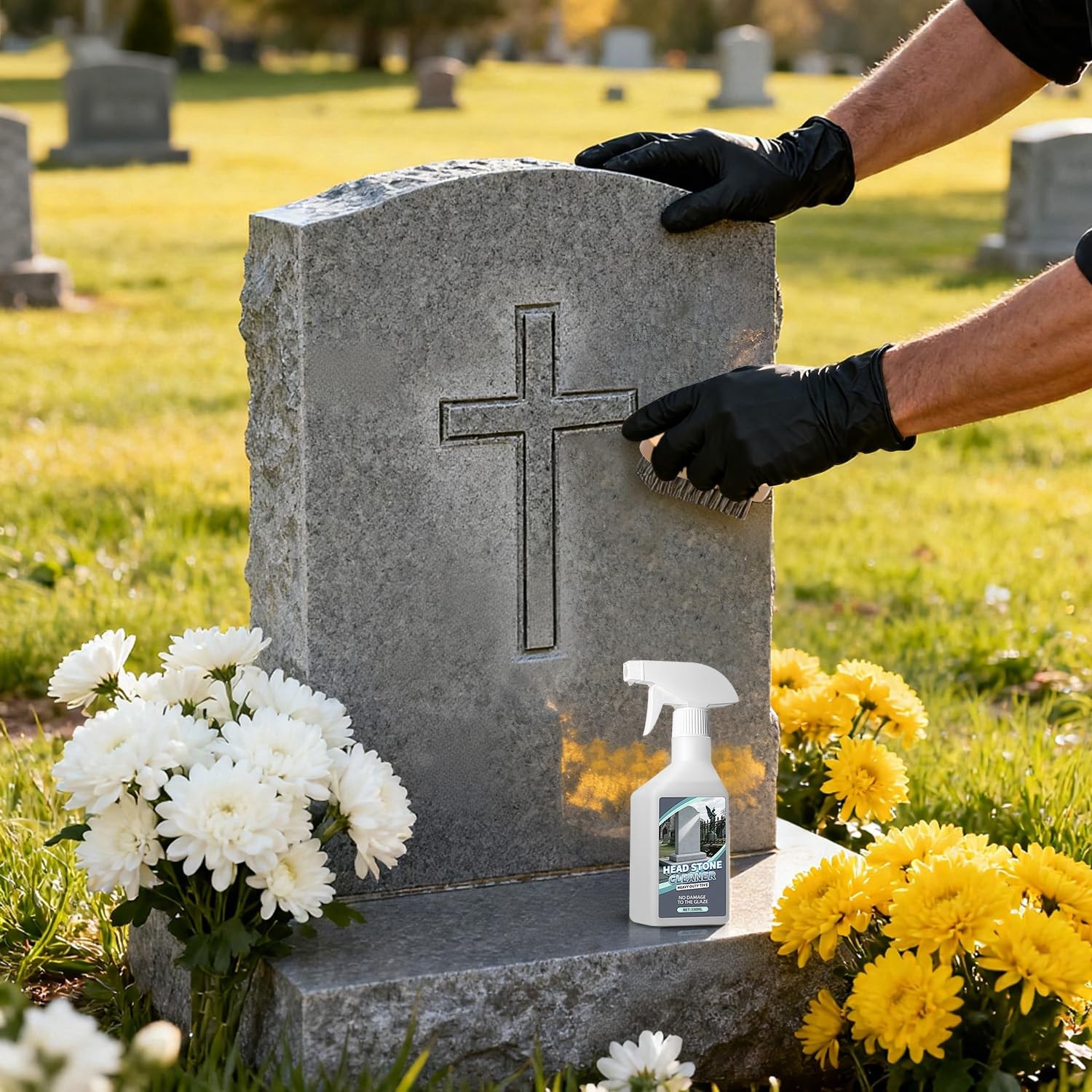 Headstone Cleaner Kit 9 PCS Includes Brush, Gloves, Scraper – Daily Cleaning