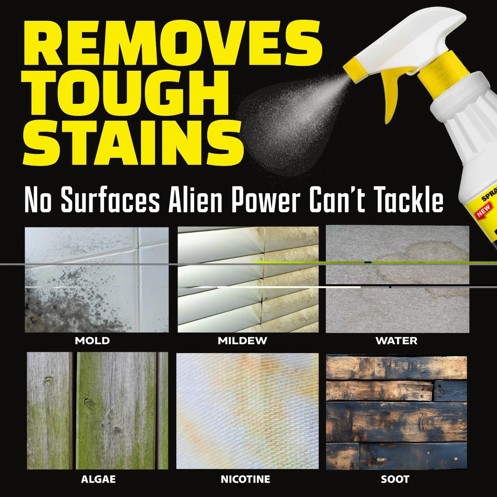 Alien Power Stain Remover Kit Mold, Mildew & Algae Cleaner with Spray Bottle New