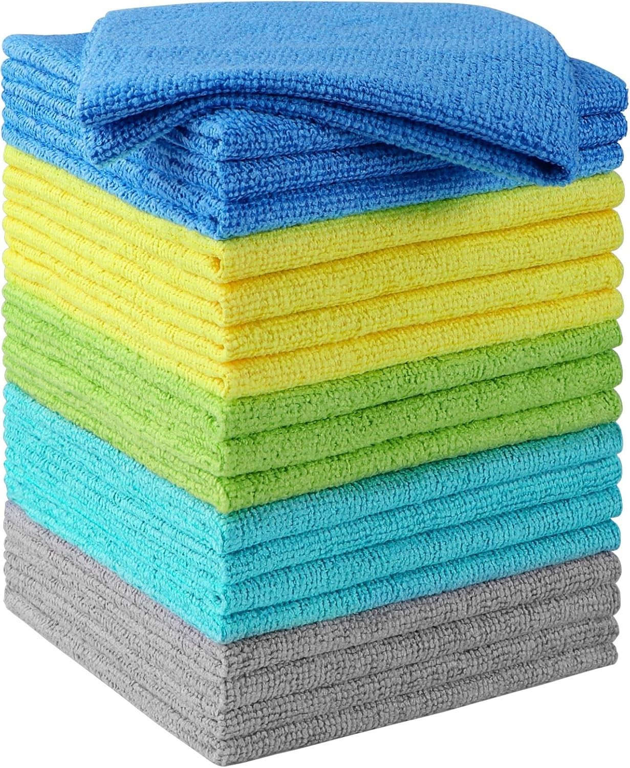 Versatile 20 Pack Microfiber Cleaning Rags – Lint-Free and Quick-Dry, 11.5×11.5