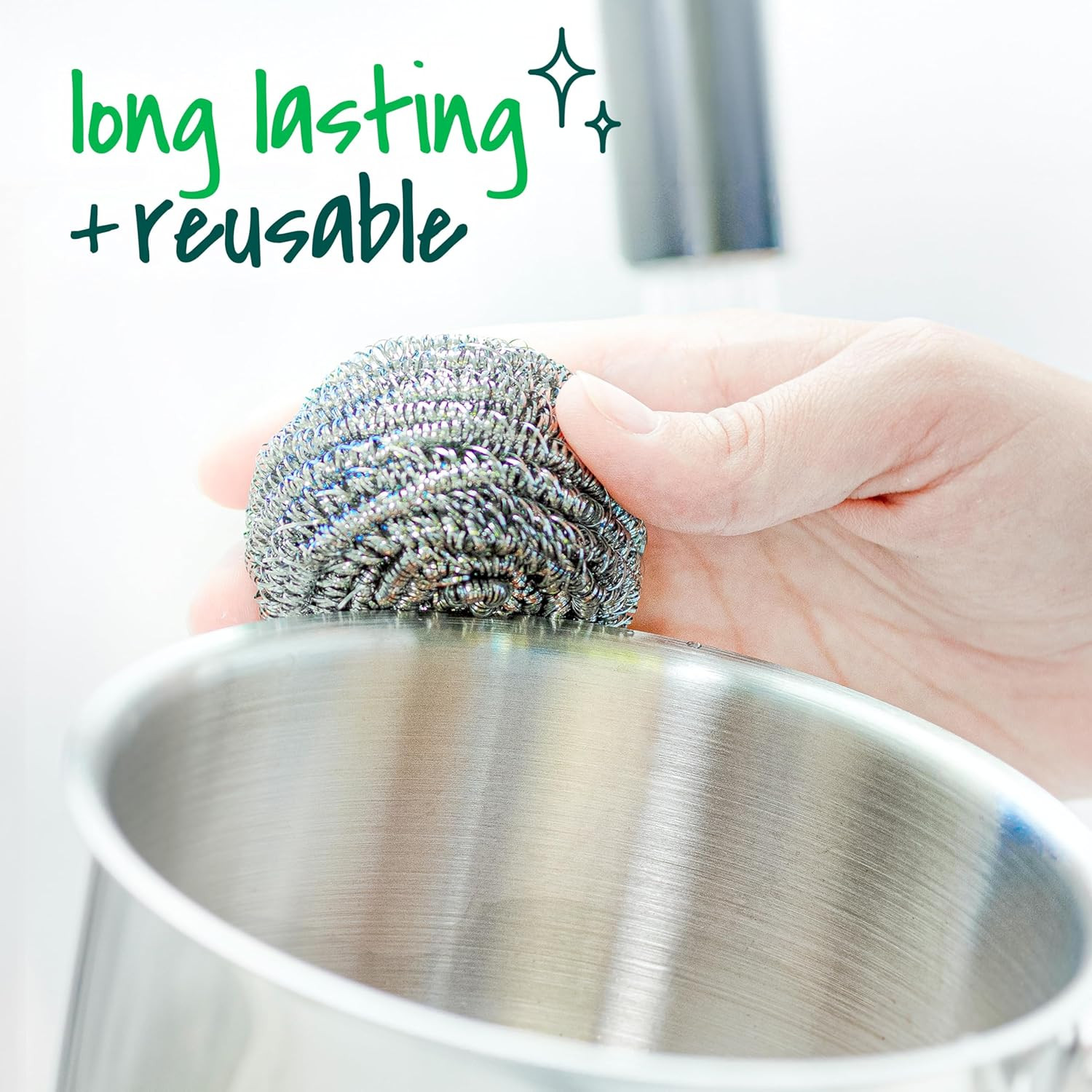 Scotch-Brite Stainless Steel Scrubbers, Ideal for Uncoated Cookware, 16 Scrubber
