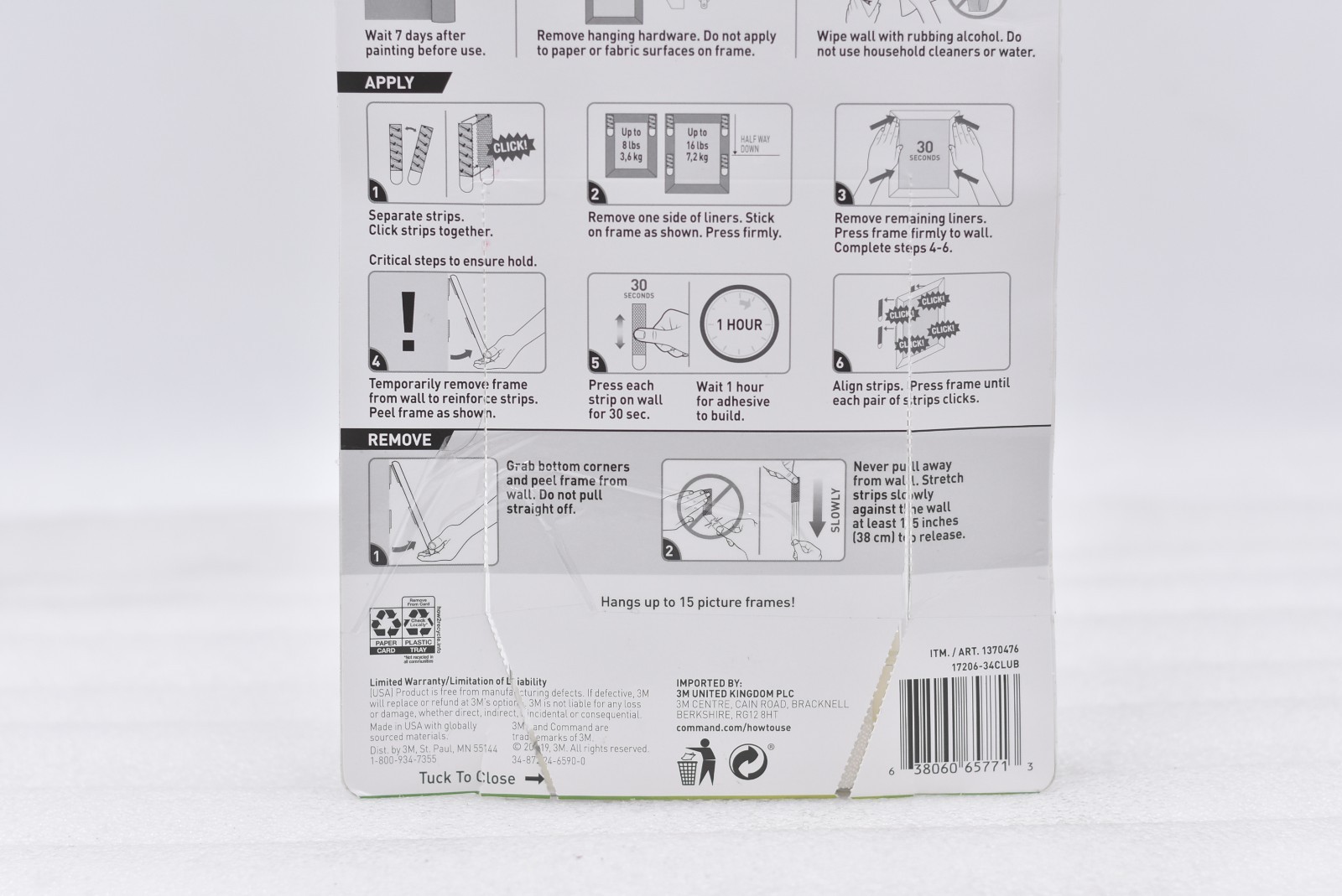 Command Indoor Damage Free Hanging Strips 34 Large Pairs 16lbs