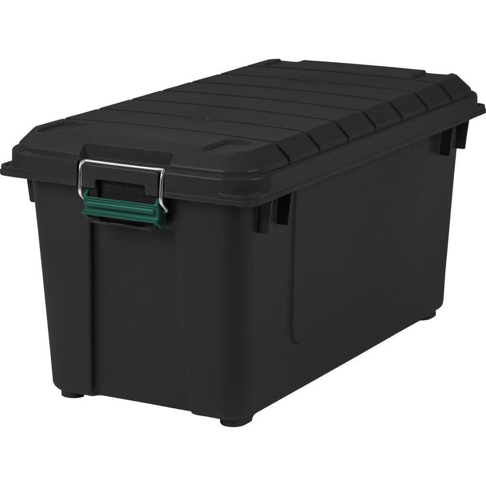 Plastic Stackable Storage Bin Tote Box Black Organizer Container Garage Shop