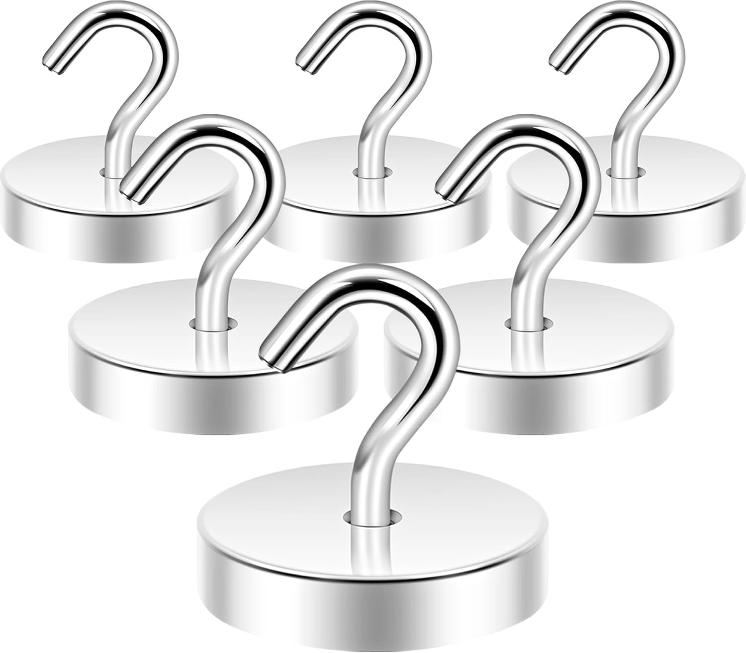 100lb Magnetic Cruise Hooks Steel Tube Silver 6 Pack