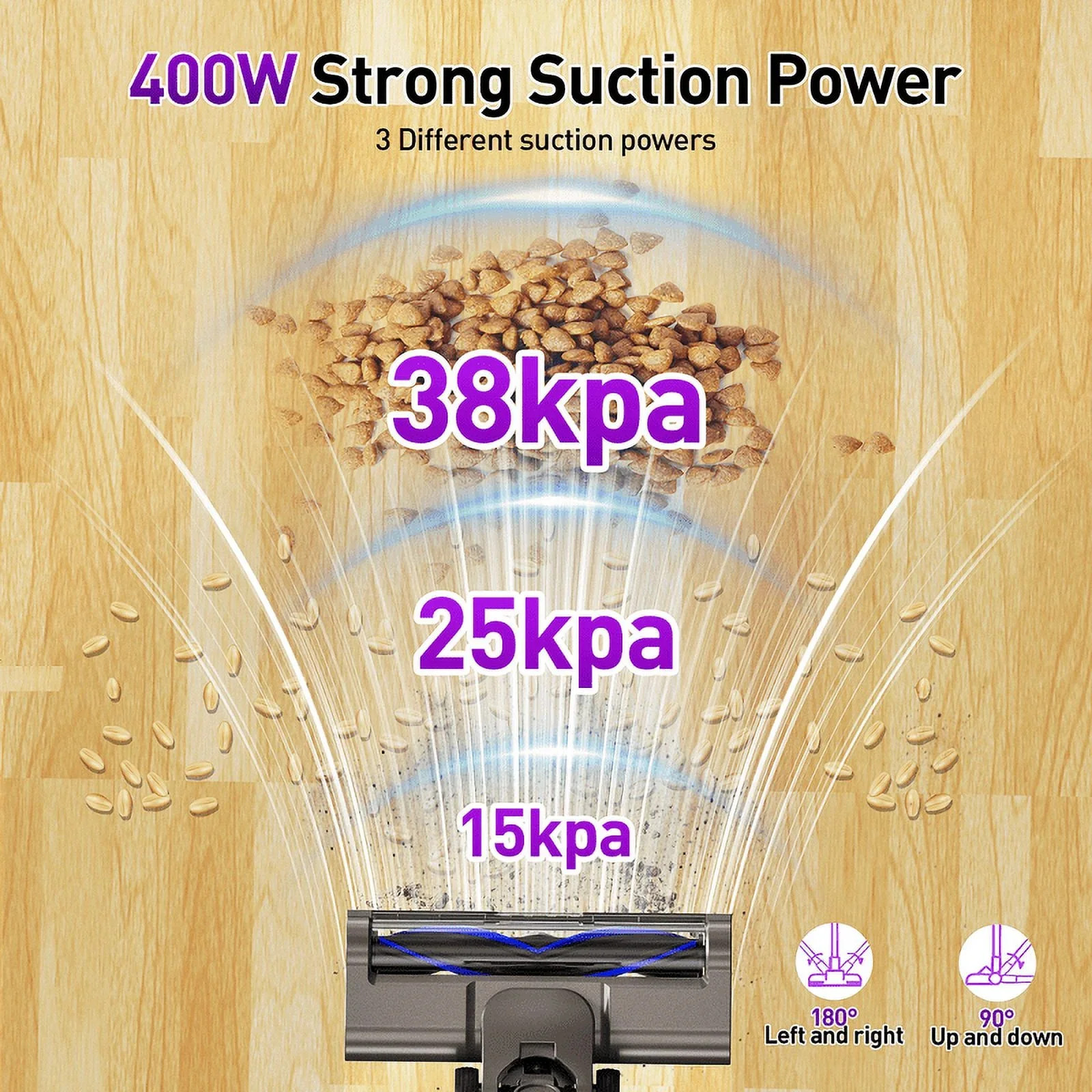 P2 Cordless Vacuum Cleaner 38000pa/400W 50min 2200mAh Lightweight Stick Va