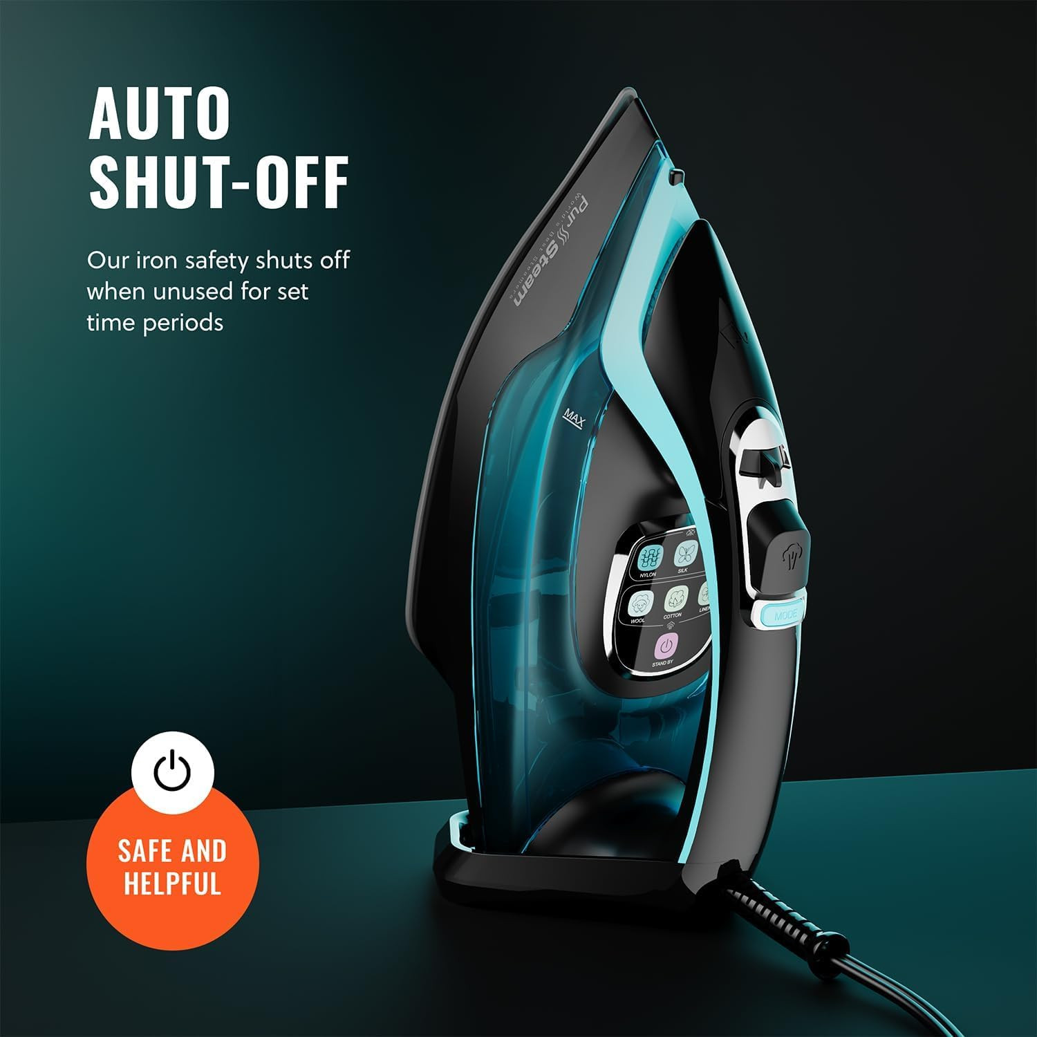 Pursteam Steamtech Steam Iron with LED Display, Ceramic Soleplate, 1750W | 1750W