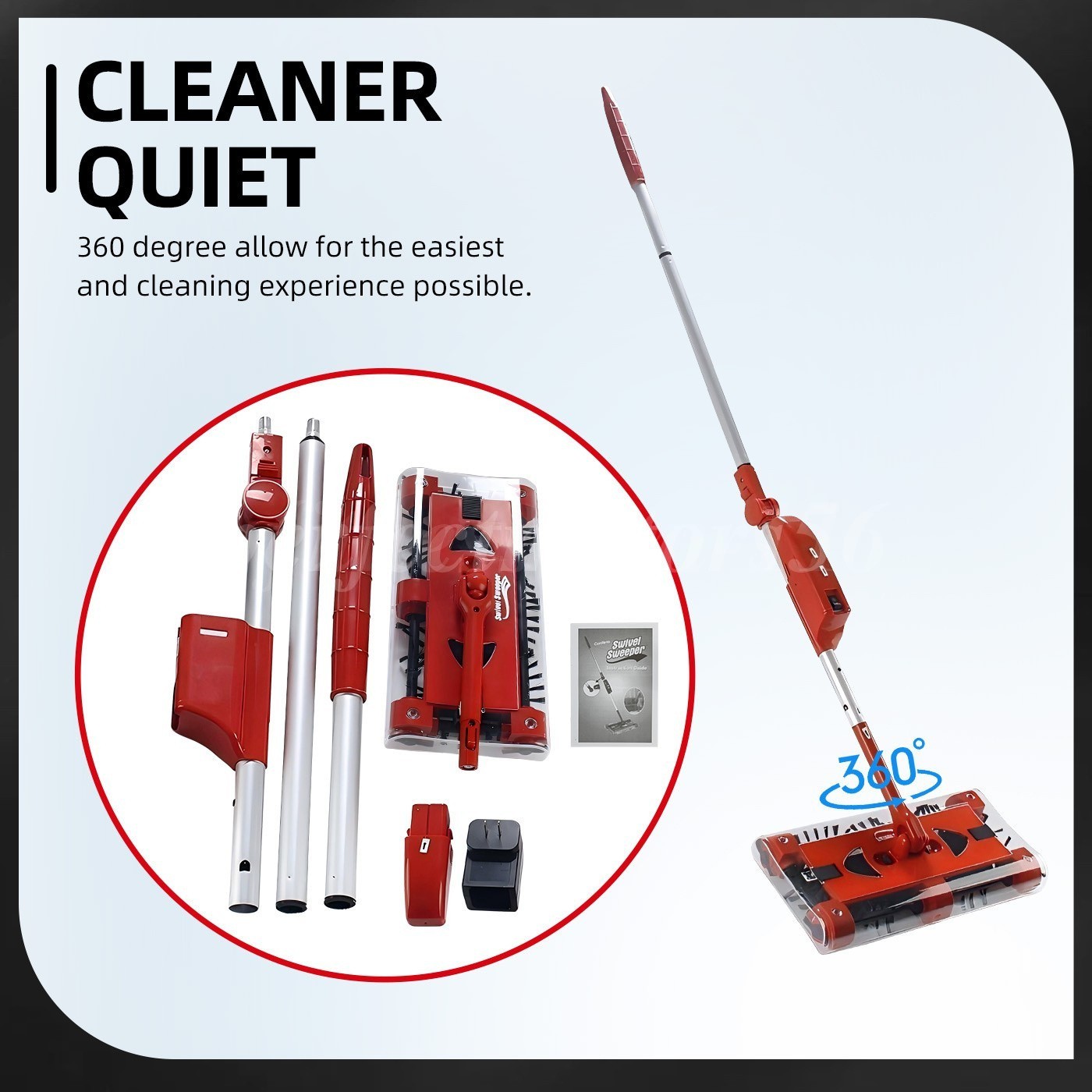 Cordless floor sweeper 45″ rechargeable floor and carpet sweeper Vacuum Cleaner