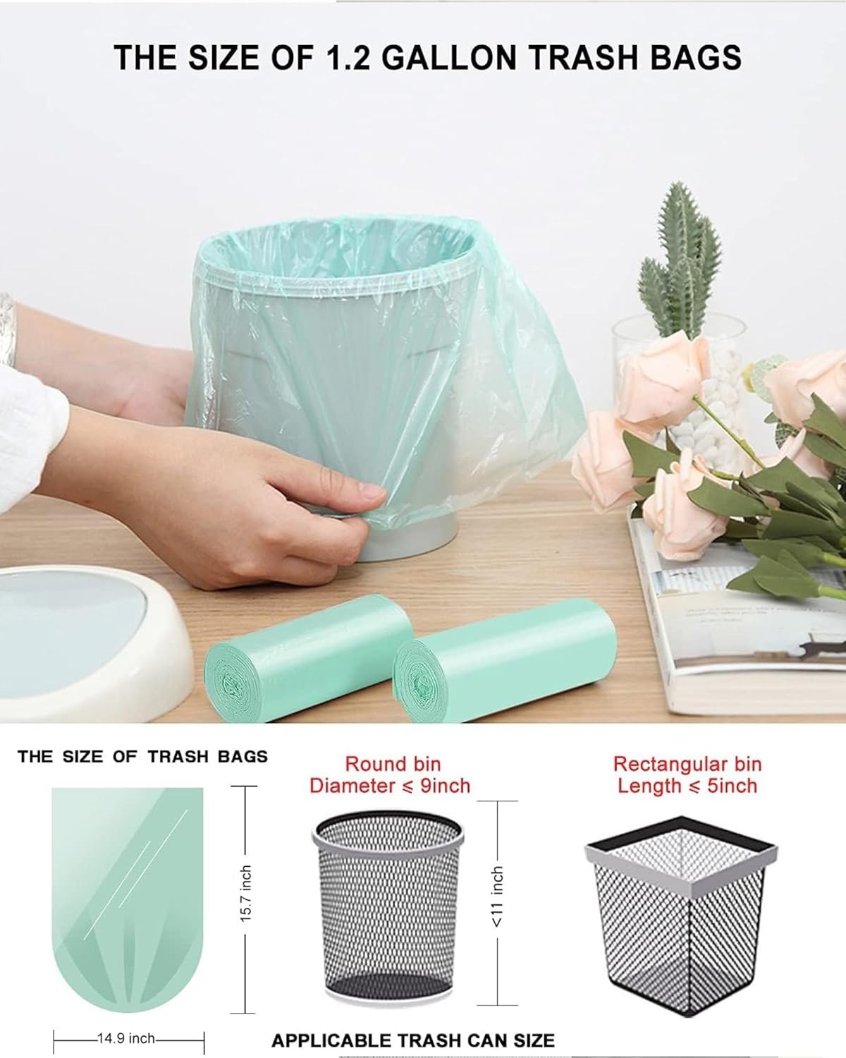 75 Counts AYOTEE Mini Garbage Bags, 1.2 Gallon Small Compostable Trash Bags, Sma