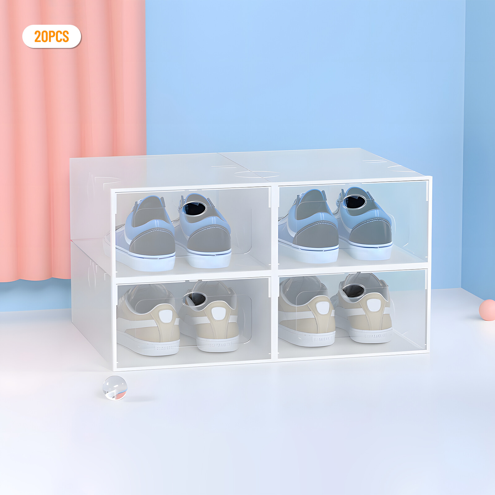 20Pcs Sneaker Display Case Organizer Stackable Shoe Storage Box Durable Plastic