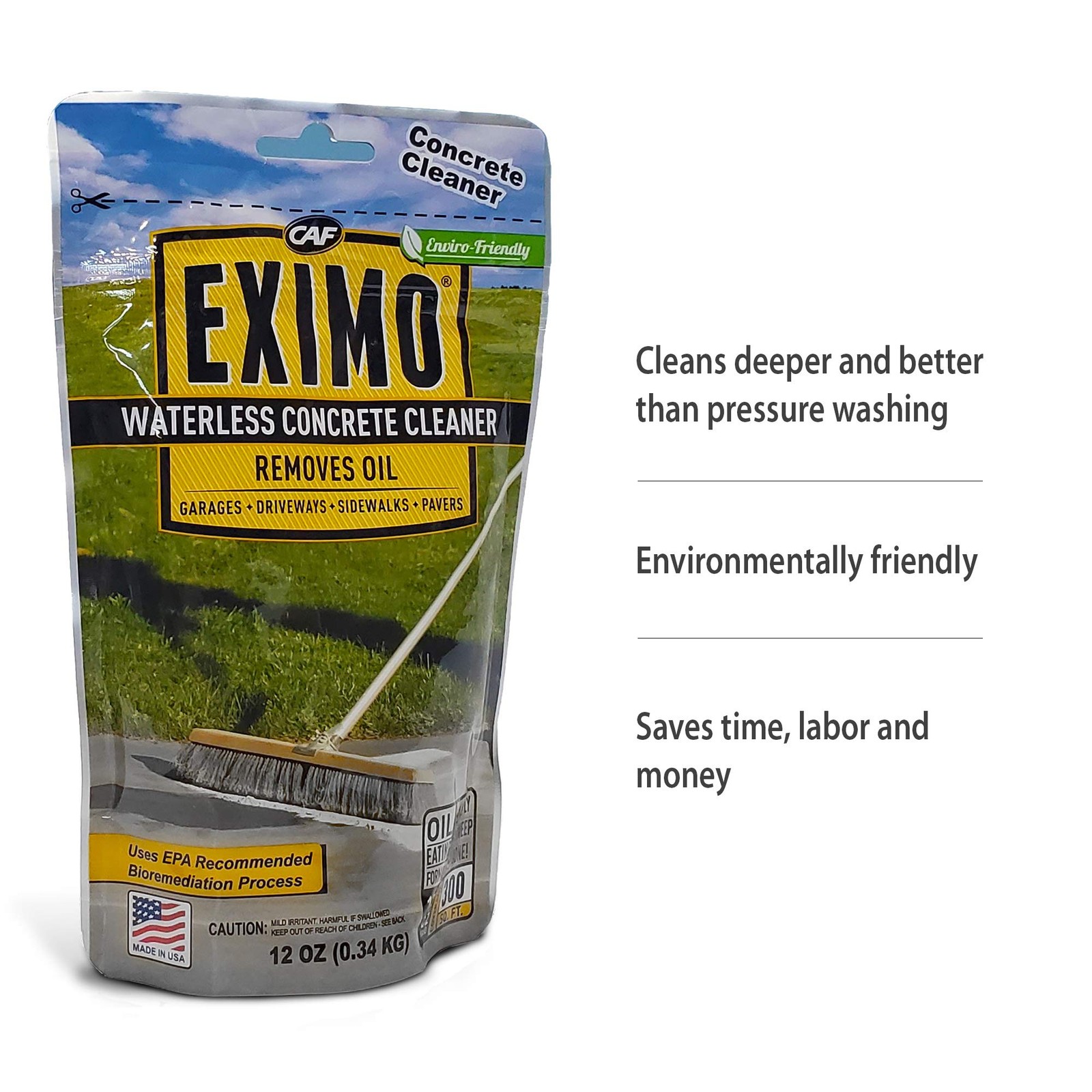 CAF Outdoor Cleaning EXIMO® Waterless Concrete Cleaner (0.75 lbs) for Driveway,