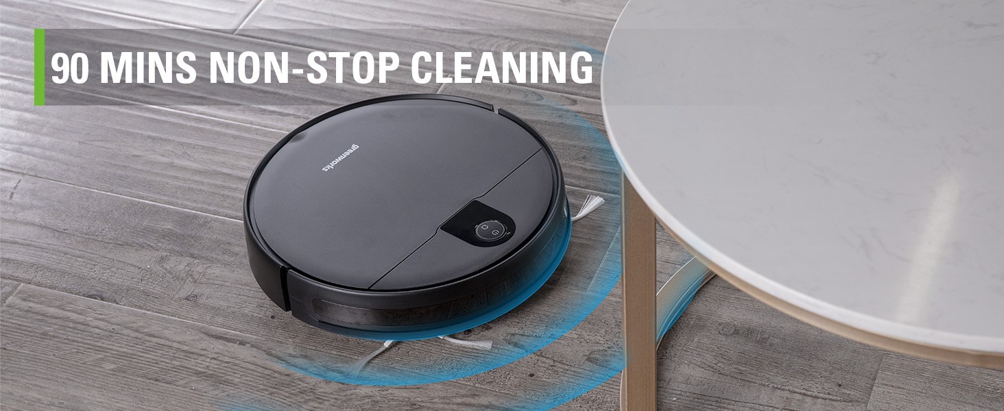 Greenworks Robot Vaccum GRV-1010, Max 2200 PA 3.23 inch Height Smart App Control
