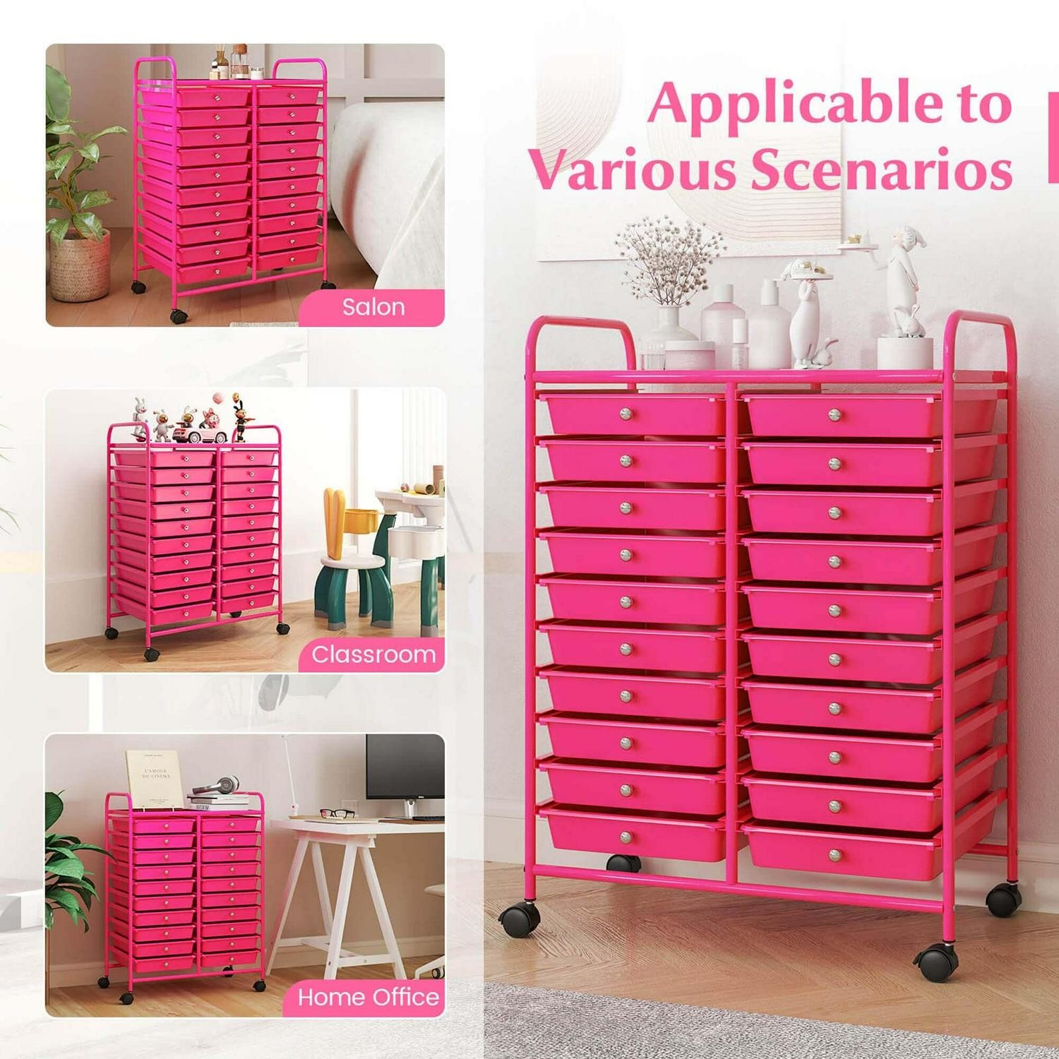 Costway 20 Drawers Rolling Cart Storage Scrapbook Paper Studio – See Details