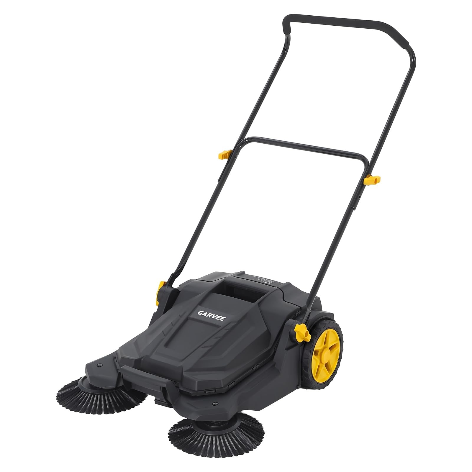 New Floor Sweeper Walk Behind Hand Push 25.6 Inch Width 5 Gal Waste Container