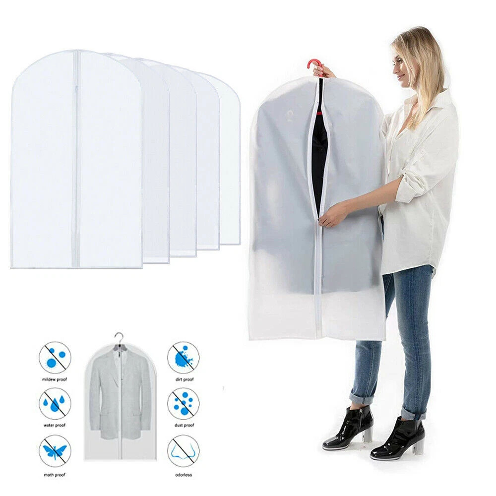 4Pcs Clothes Coat Protect Garment Cover Bags Suit Storage Bags Zipper Dress USA