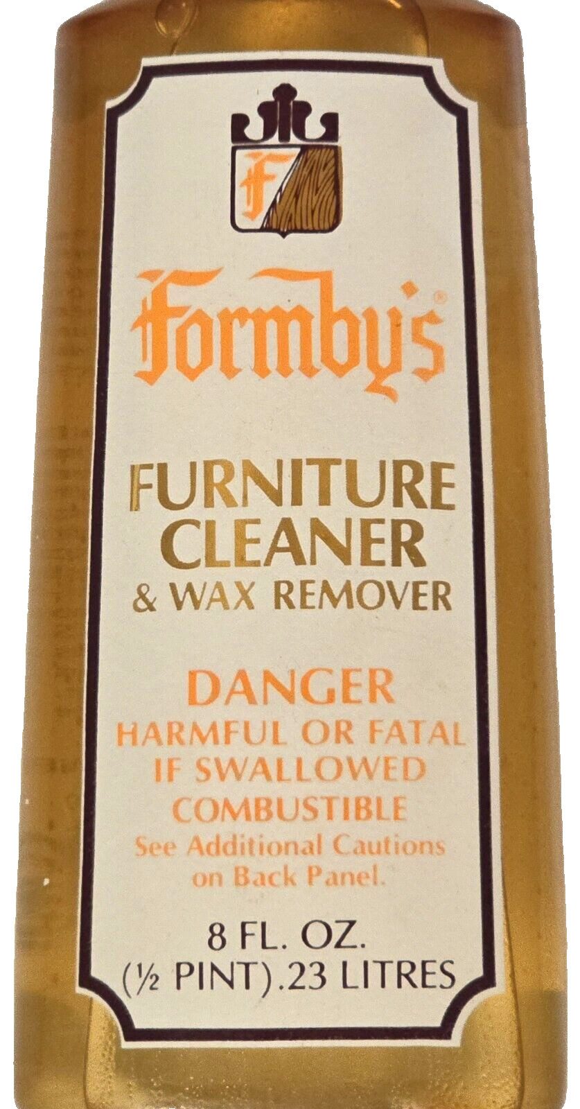 Vintage Furniture Cleaner & Wax Remover 8 oz Plastic Bottle ~ 90% Full