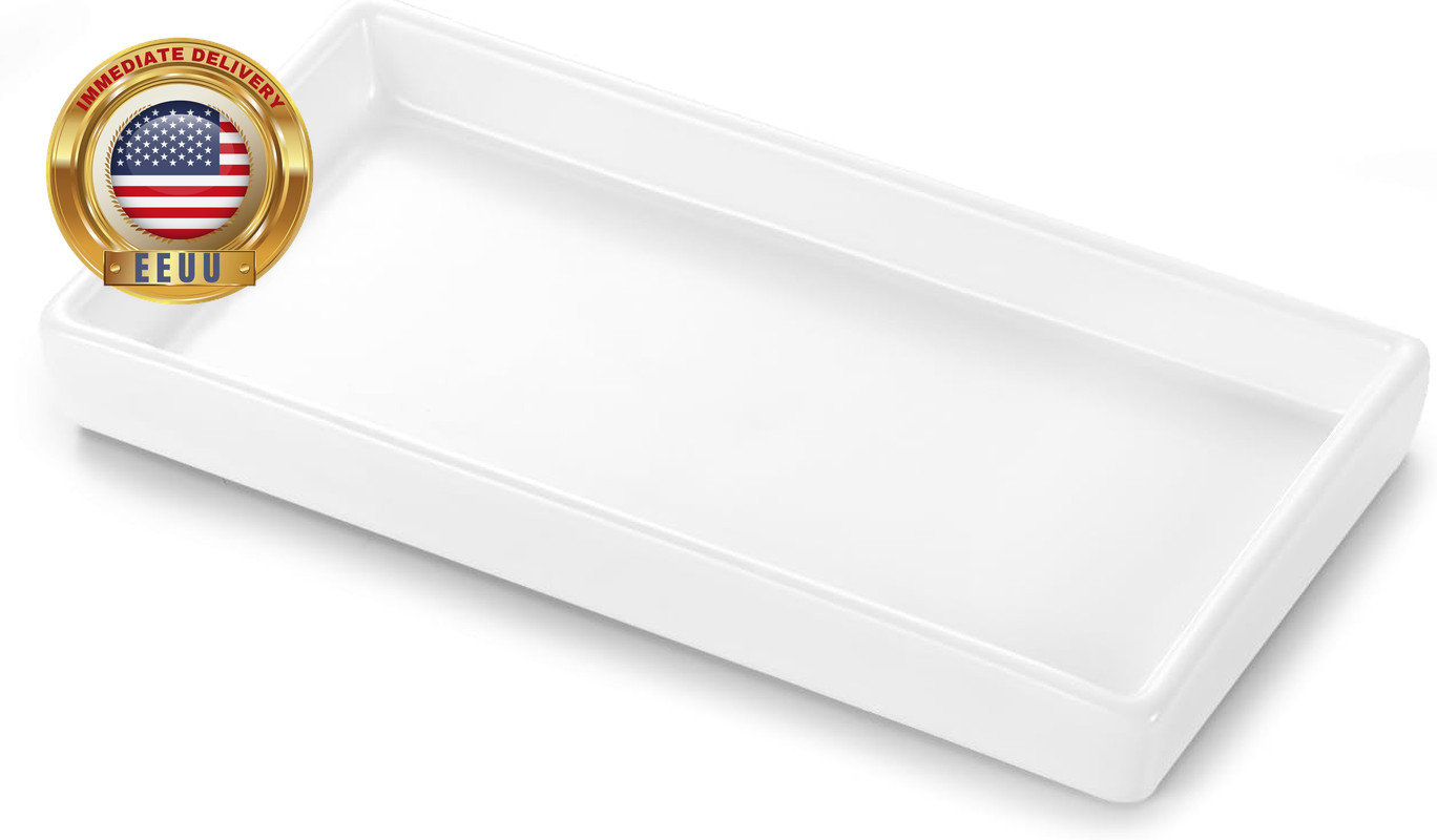 Bathroom Vanity Tray, Mini Soap Dispenser, Small Ceramic Perfume and Jewelry Dis