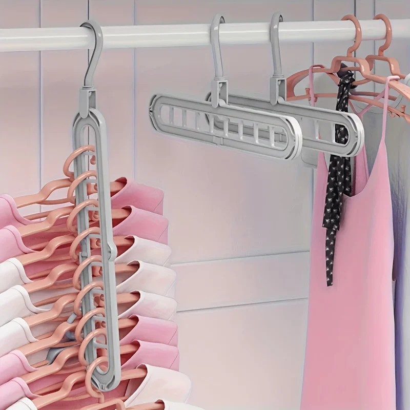 3PCS 9-Hole Foldable Clothes Hangers Space Saving Wardrobe Closet Organizer