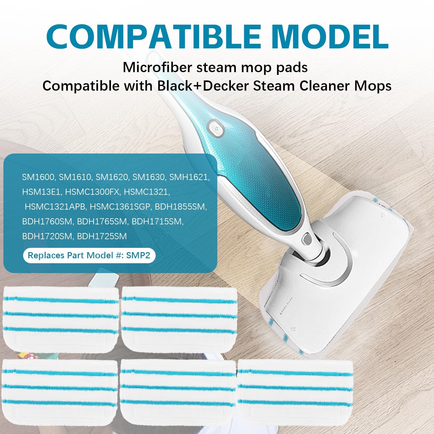 Steam Mop Pads Compatible with Black+Decker Steam Mop SM1600, SM1610, SM1620,…