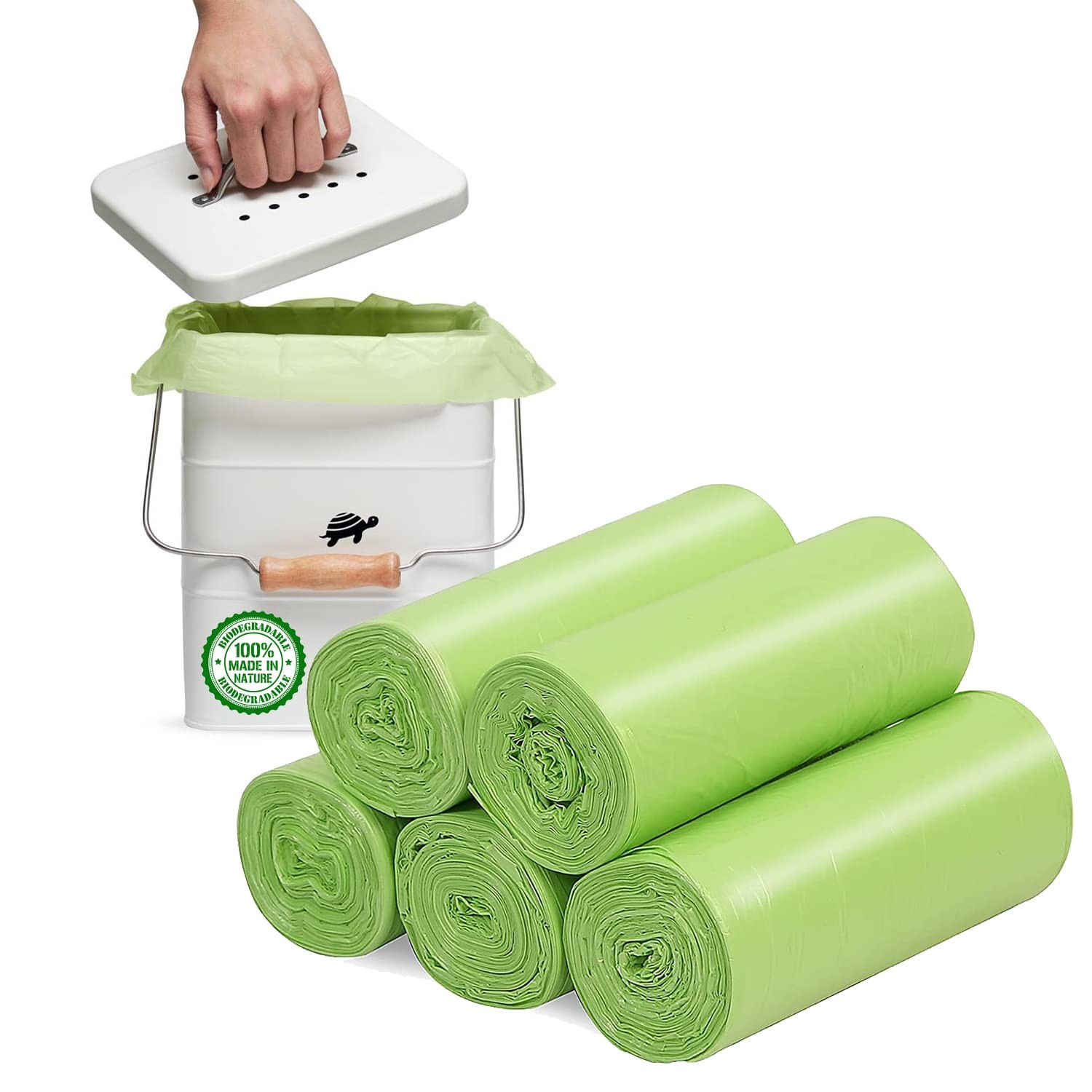 4-6 Gallon Small Trash Bags Biodegradable 20 Liter Mini Compostable 100 Counts