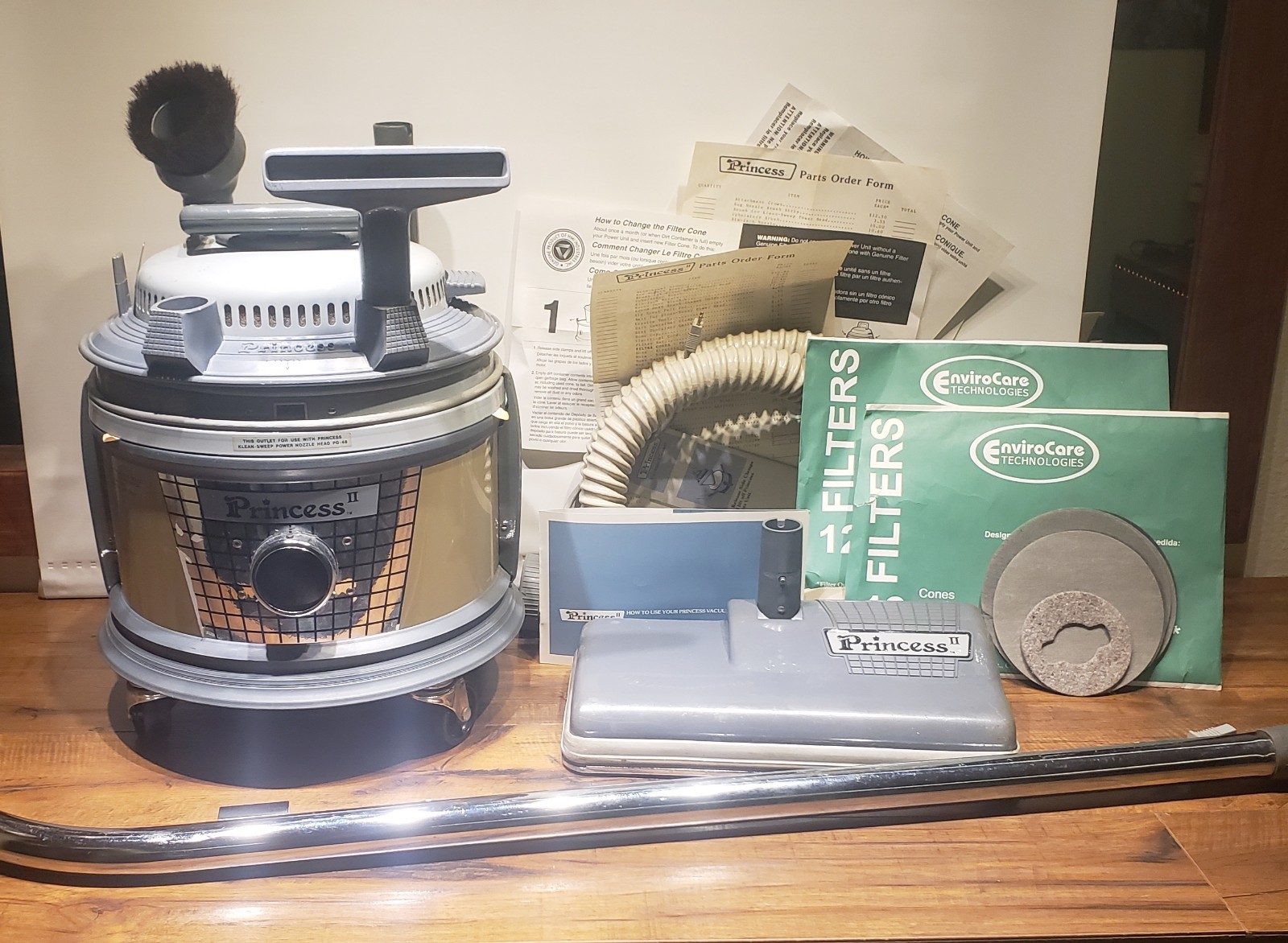 Vintage Filter Queen Princess II PG-48 Cannister With Attachments Filters- WORKS