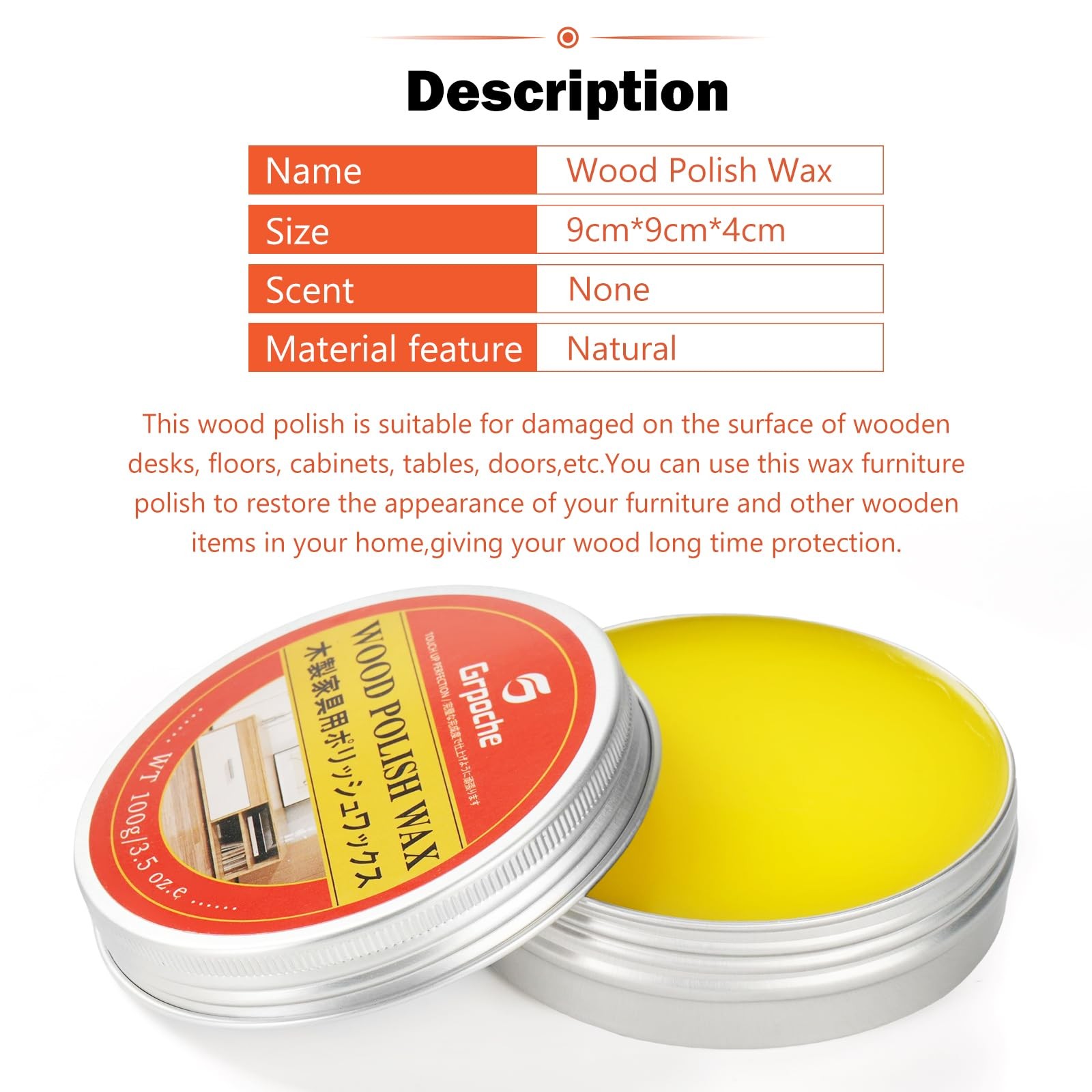 Wood Wax for Furniture, Paste Wax for Wood Floor Polish, Conditioner, Cleaner…