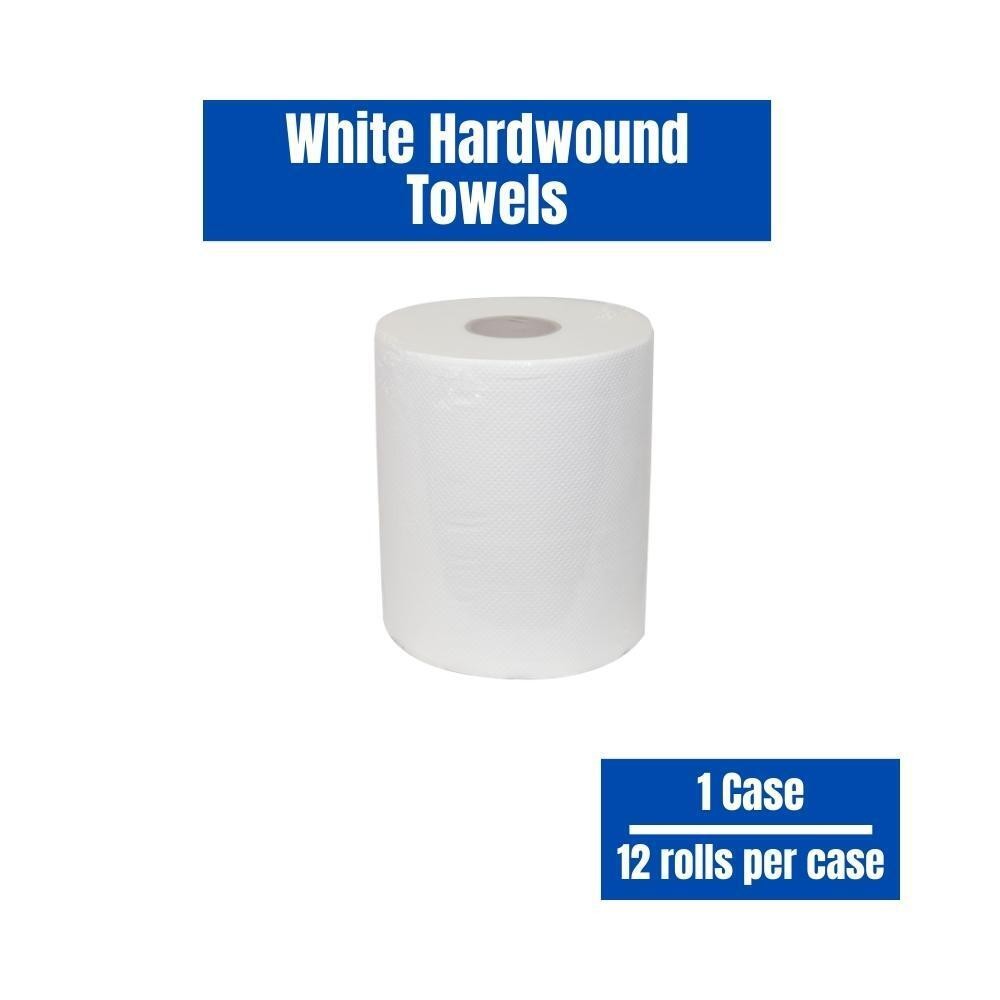 1 Case/12 Rolls – Premium White Paper Towel Roll 7.87″x 300′ (2″ Core) Hardwound