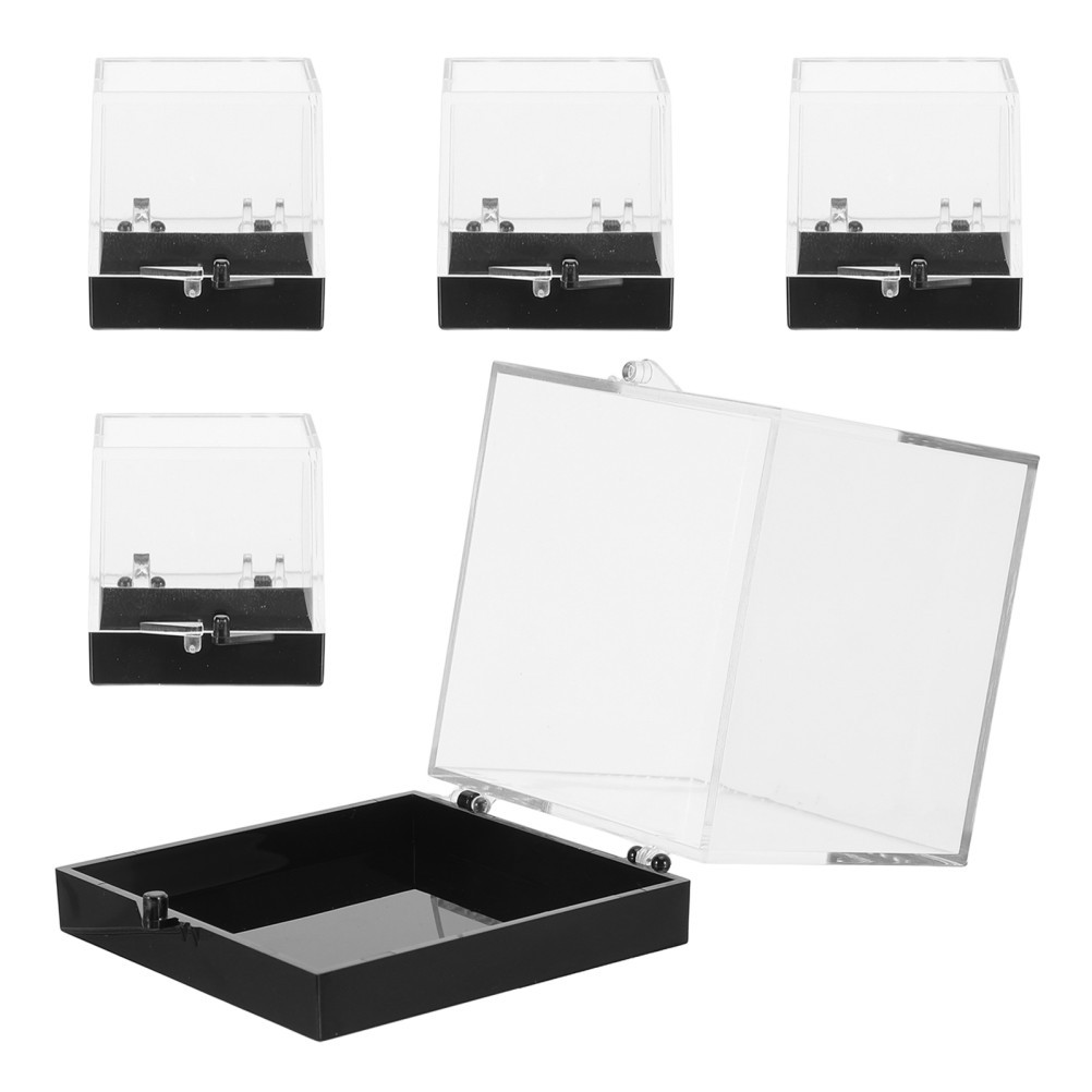 5Pcs Transparent Plastic Specimen Boxes for Mineral Collection and Coin Display