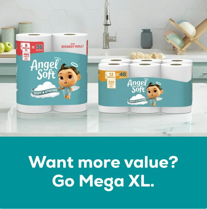 Angel Soft 2-Ply Toilet Paper 36 Mega Rolls 320 Sheets Per Roll Soft Bath Tissue