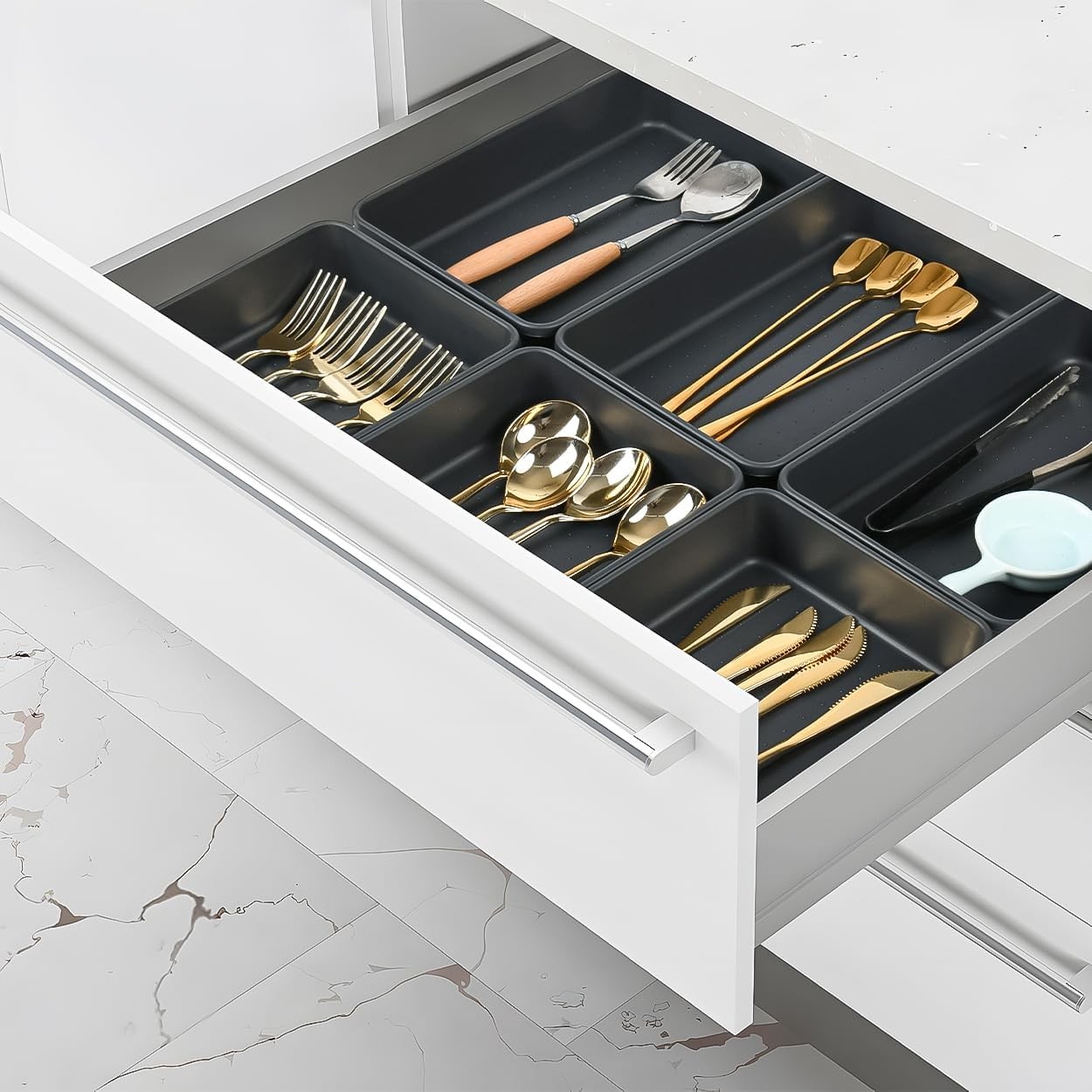 6 Pack Large Plastic Drawer Organizer Trays for Makeup Vanity Kitchen Bath