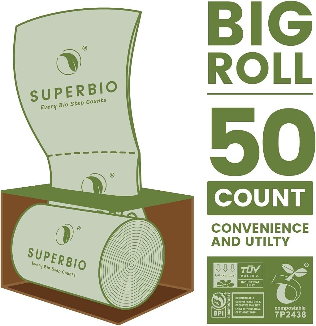 Durable 13 Gallon Compostable Kitchen Bags – 50 Pack for Sustainable Living