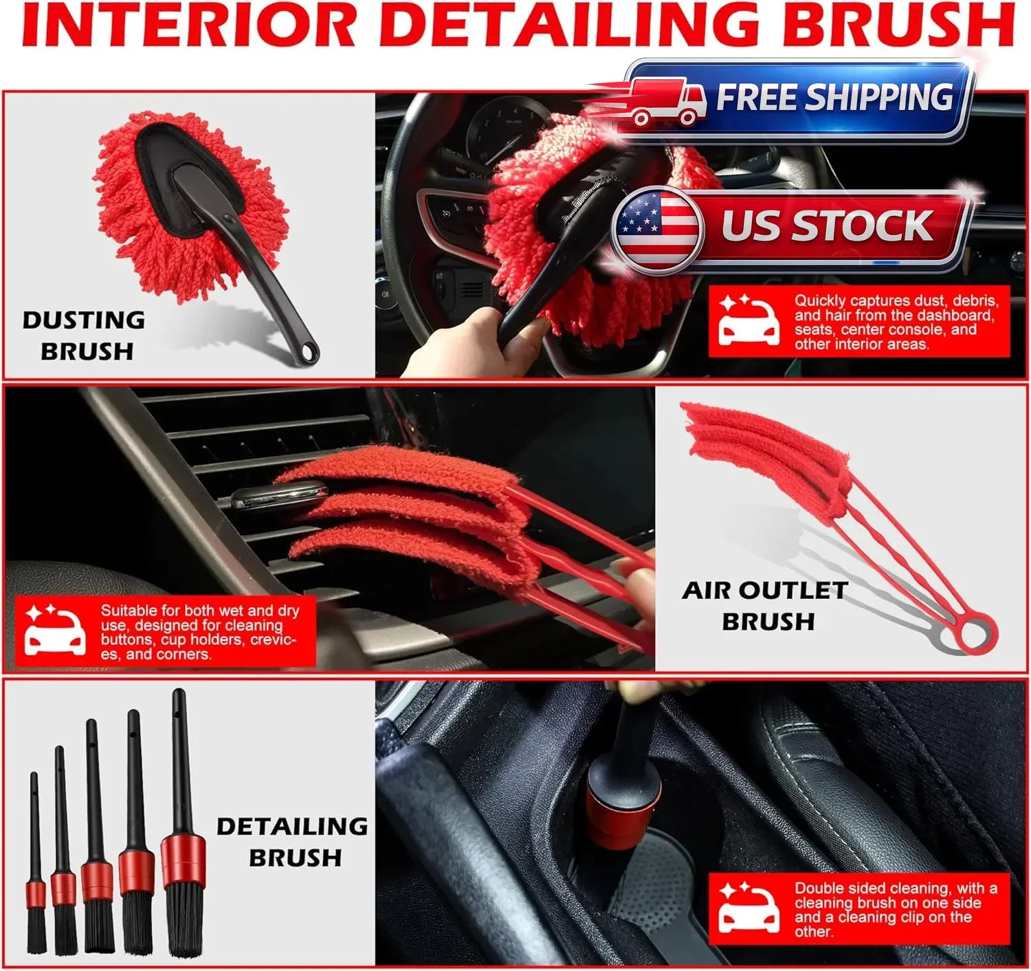 Car Detailing Kit Car Cleaning Tools Set Exterior Interior Wheels 20pcs