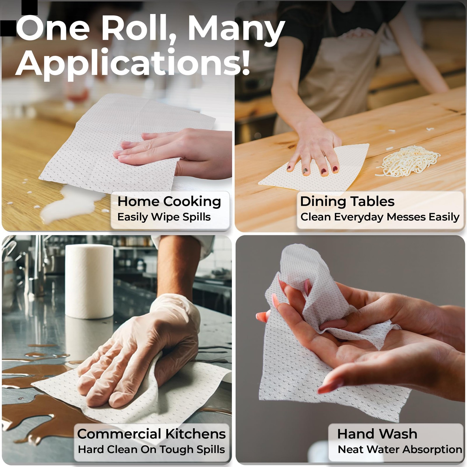 Restaurantware-Paper Towel Roll 600′ x 1 Long Paper 1 Count, White