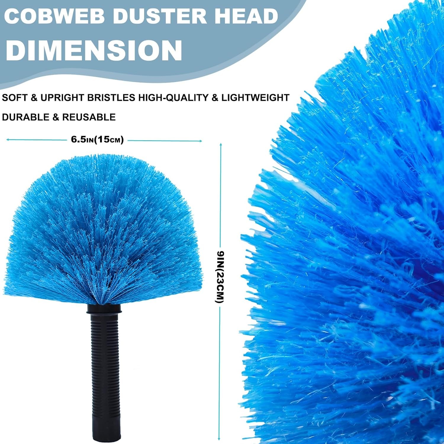 2 Pack Blue Robust Cobweb Duster Head Brush//Superior Twist-On Web Cleaning Tool