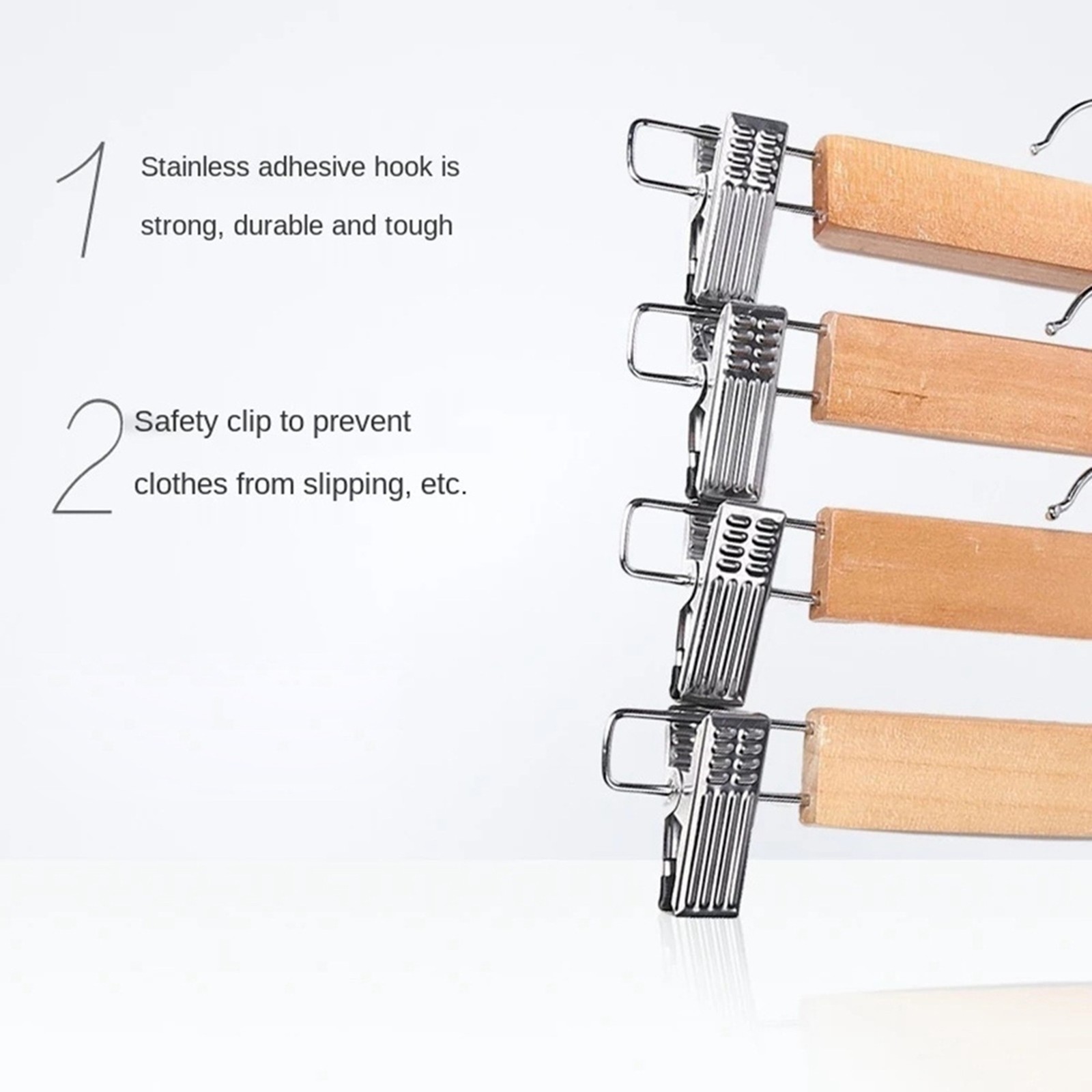 40 Pack Wooden Skirt Hangers with Adjustable Clips Non-Slip Trouser Hanger8365