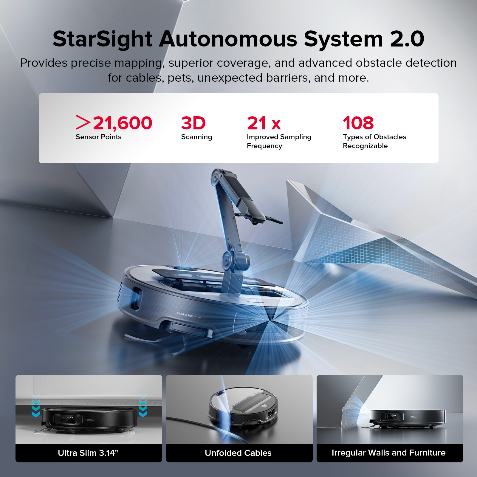 Roborock Saros Z70 Robot Vacuum & Mop,22000Pa,Heated Cleaning – Certified Refurb