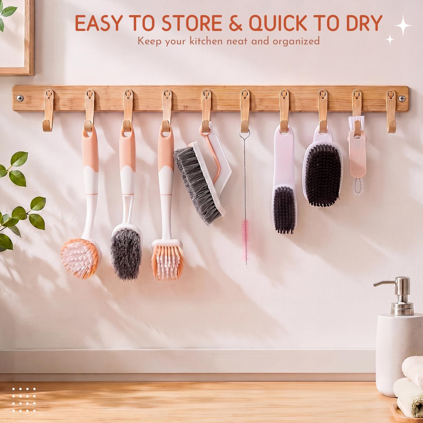 Ferrochef 10 Pack Dish Brush Set for Household Use Kitchen Scrub Brushes with…