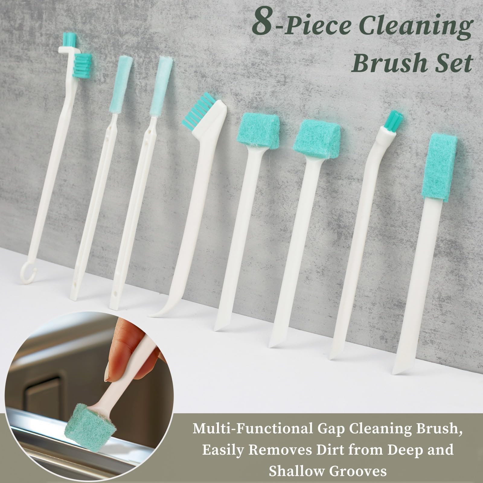 8-Piece Small Cleaning Brush Set for Tight Spaces, Mini Crevice Brushes for…