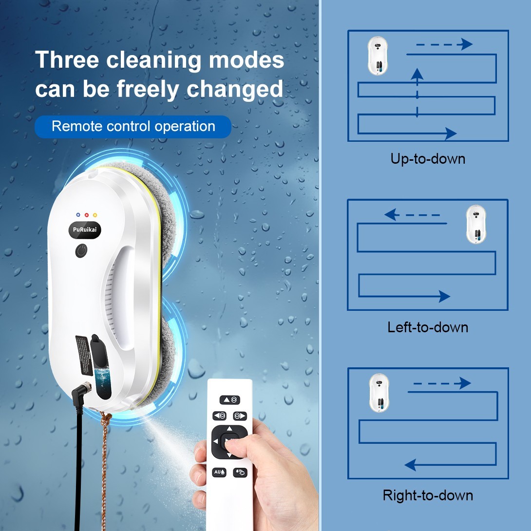 Puruikai 309 Automatic Window Cleaning Robot, Wireless Remote, Auto Water Spray