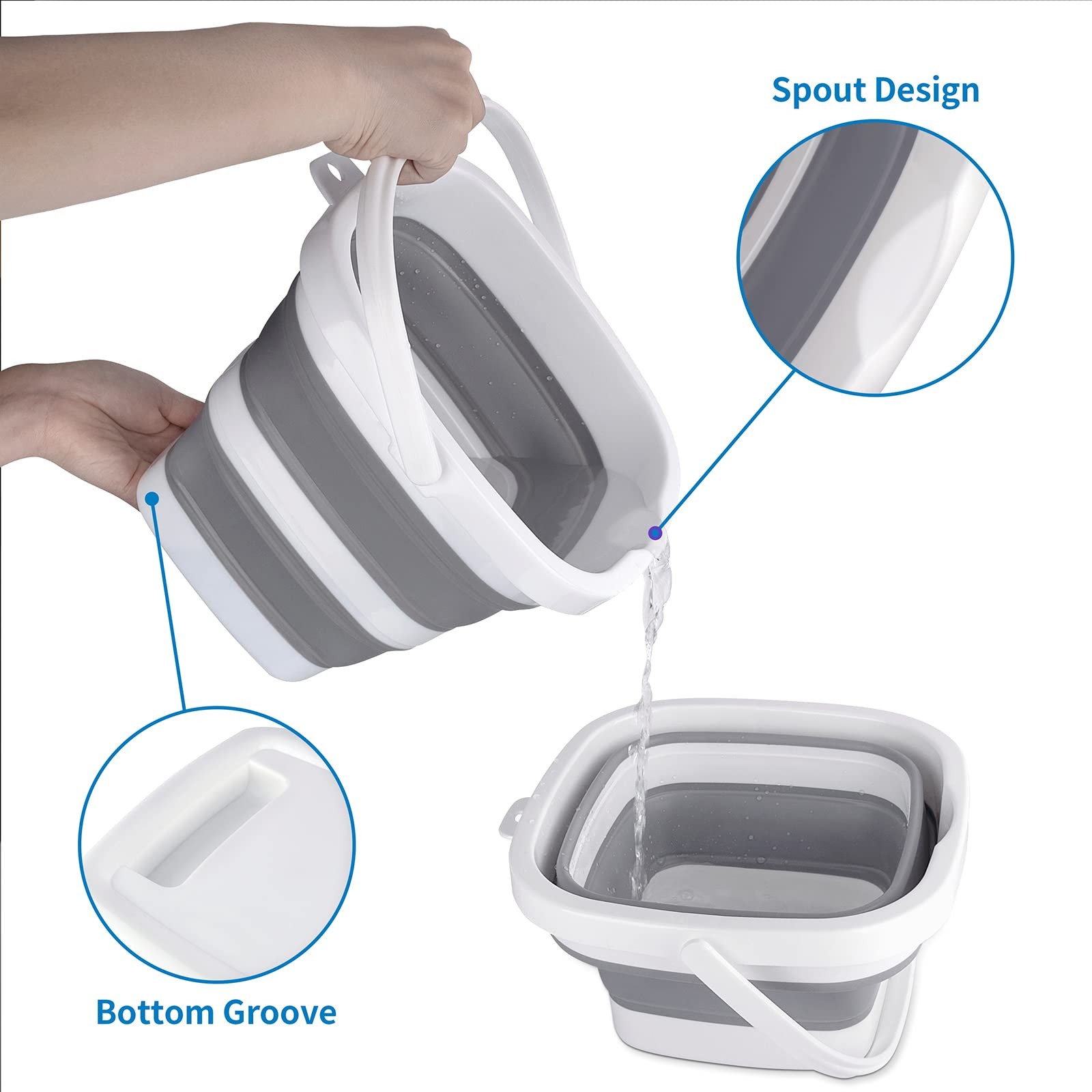 Craftend Collapsible Bucket 5L 1.3Gallon Small Cleaning Mop Buckets for