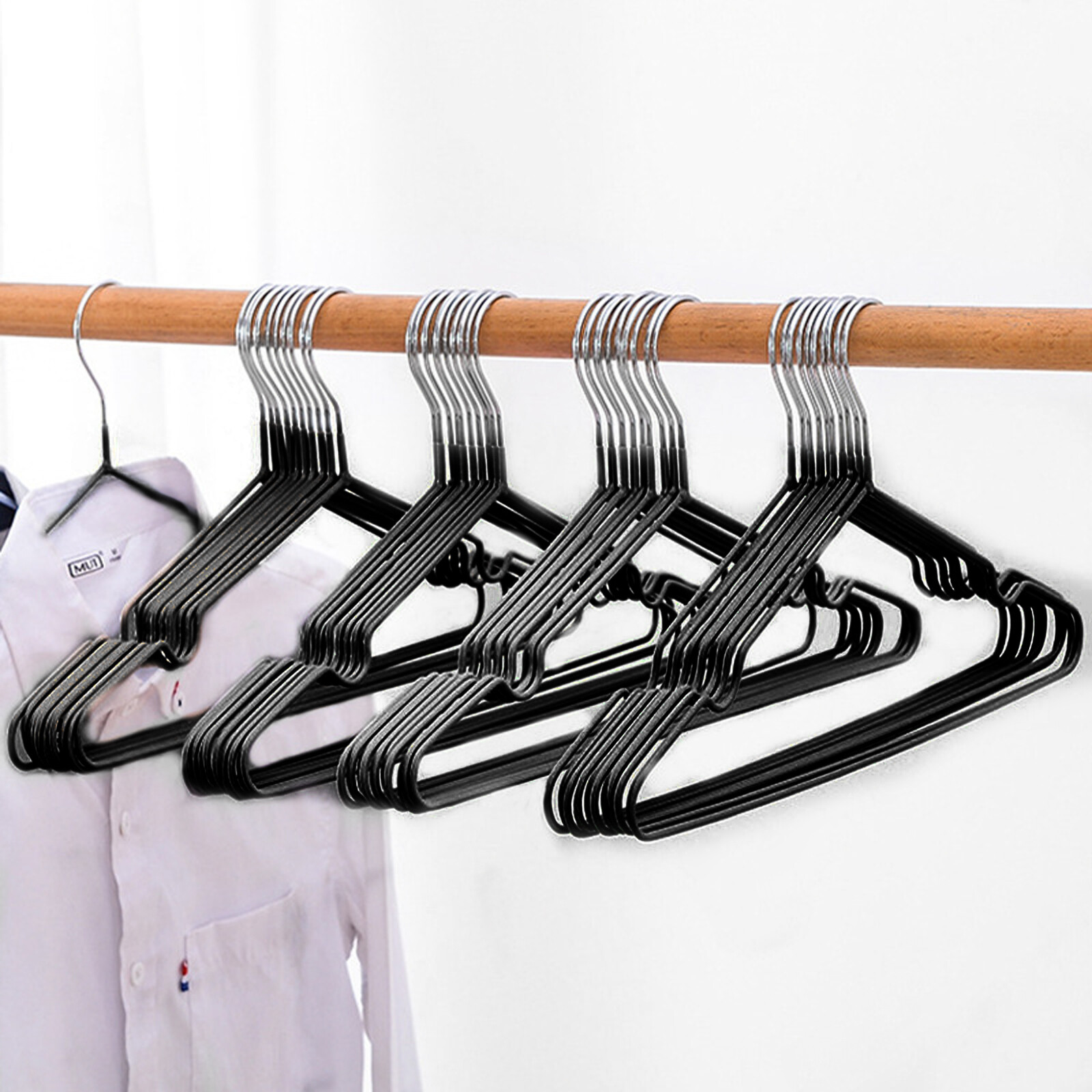 80 Black Heavy Duty Metal Wire Hangers 16″ Strong Standard Coat & Clothes Hanger