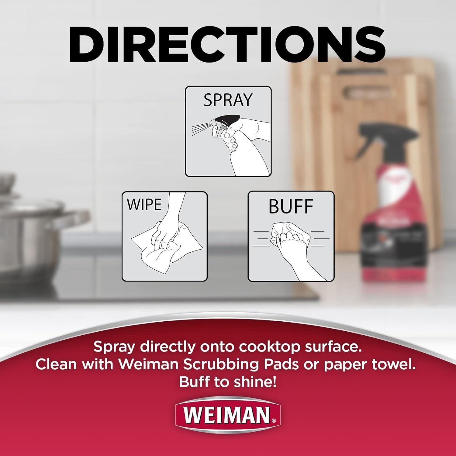 Effortless Grease Removal! 2-Pack Streak-Free Cooktop Cleaning Spray & Cloth