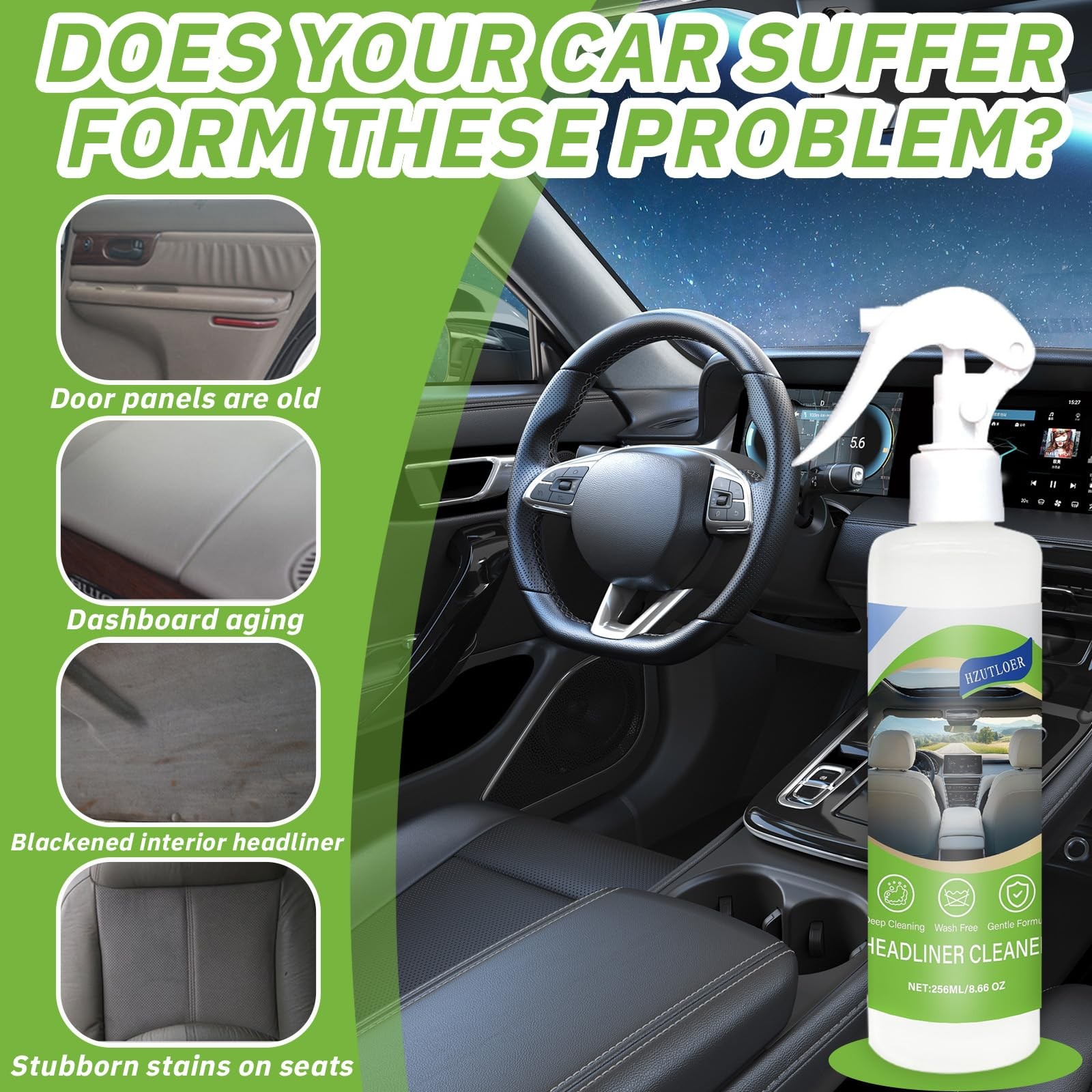 8.66 OZ (256 ml) Car Ceiling Cleaner,Headliner Cleaner,Multifunctional Car In…